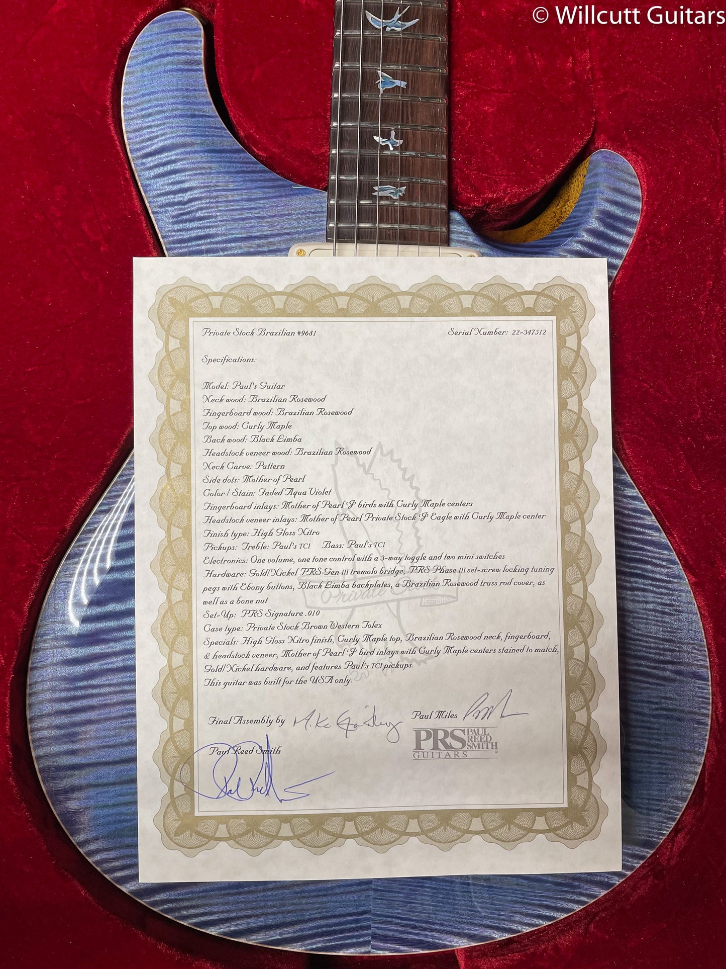 2022 PRS Private Stock 9681 Paul's Guitar Faded Aqua Violet (512)