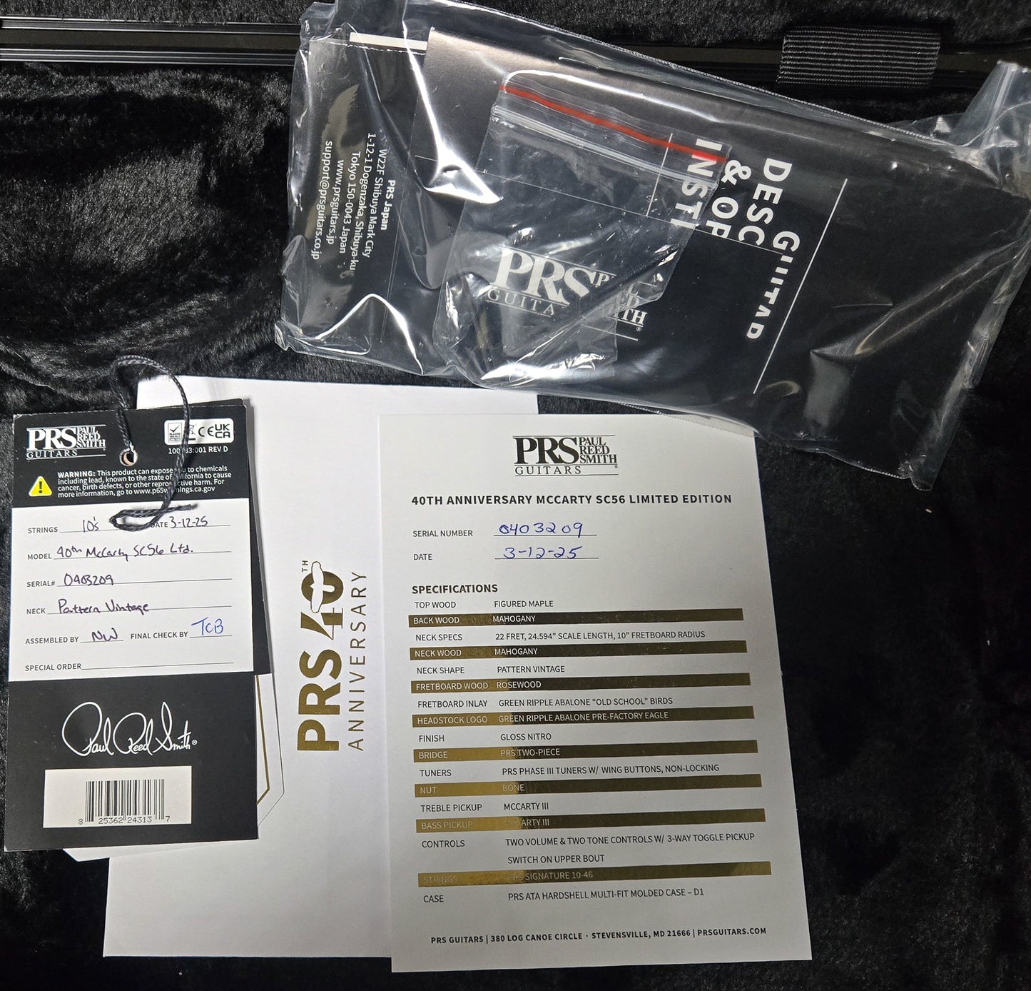 PRS Limited Edition 40th Anniversary McCarty SC56 Black Gold Burst (209)