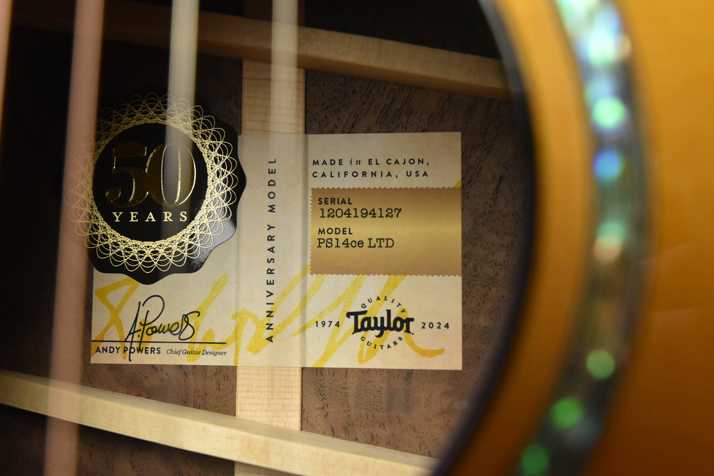 Taylor 50th Anniversary PS14CE LTD Cedar/Walnut Acoustic Guitar with Custom Walnut Circa 74 Amp