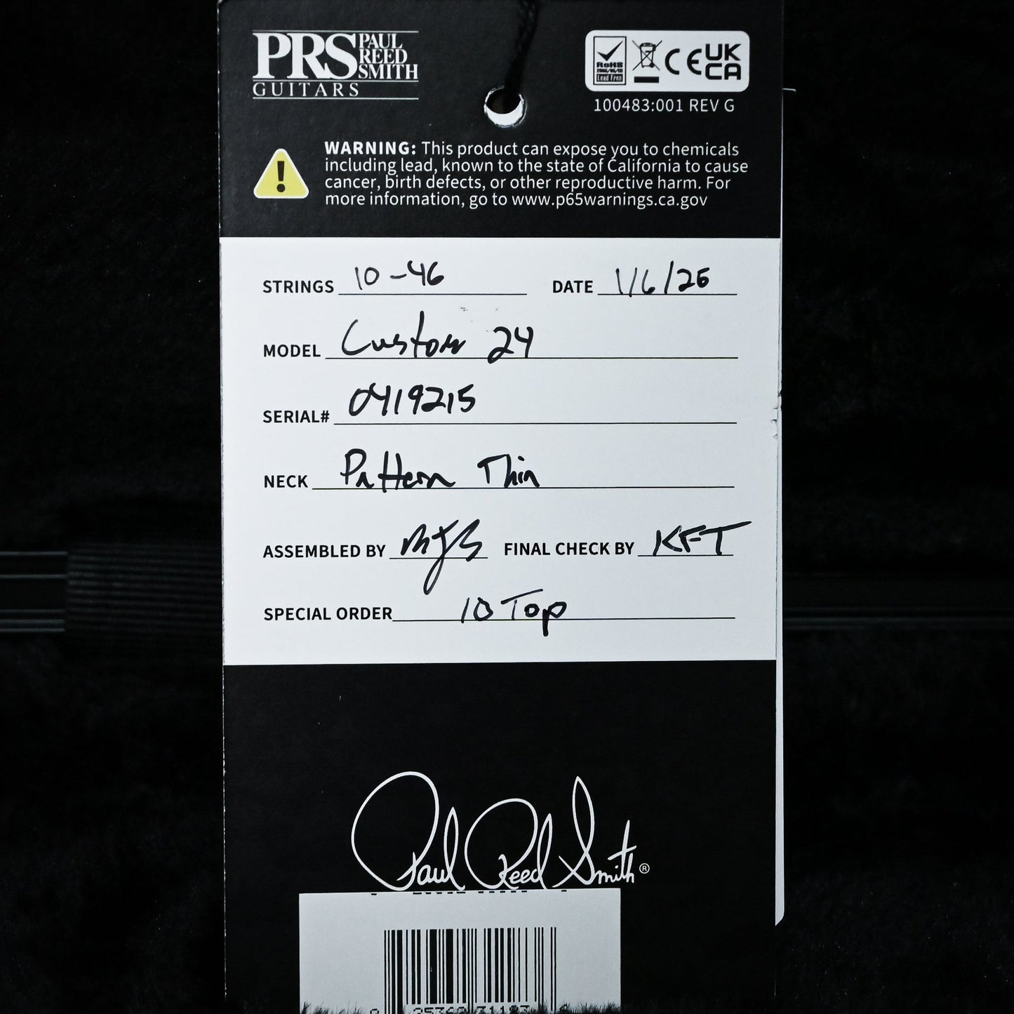 PRS Custom 24 Wood Library w/ 10-Top, Brazilian Rosewood, DMO Pickups- Aquableux Purple Burst 2026 (0419215)