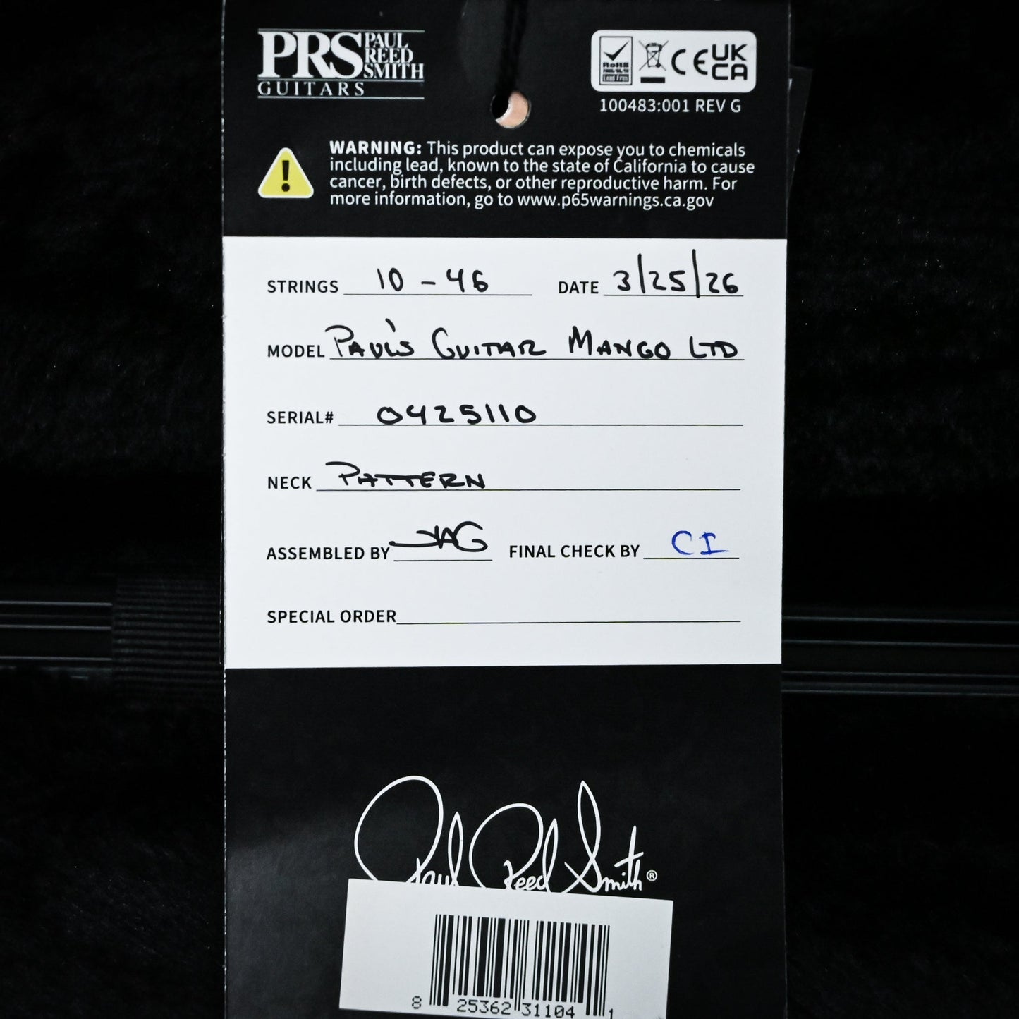 PRS Paul's Guitar Mango Top Limited Edition- Charcoal 2026 (0425110)