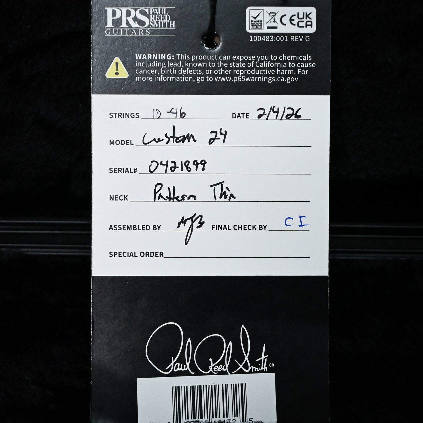 PRS Custom 24 w/ DMO Pickups- Custom Color 2026 (0421899)