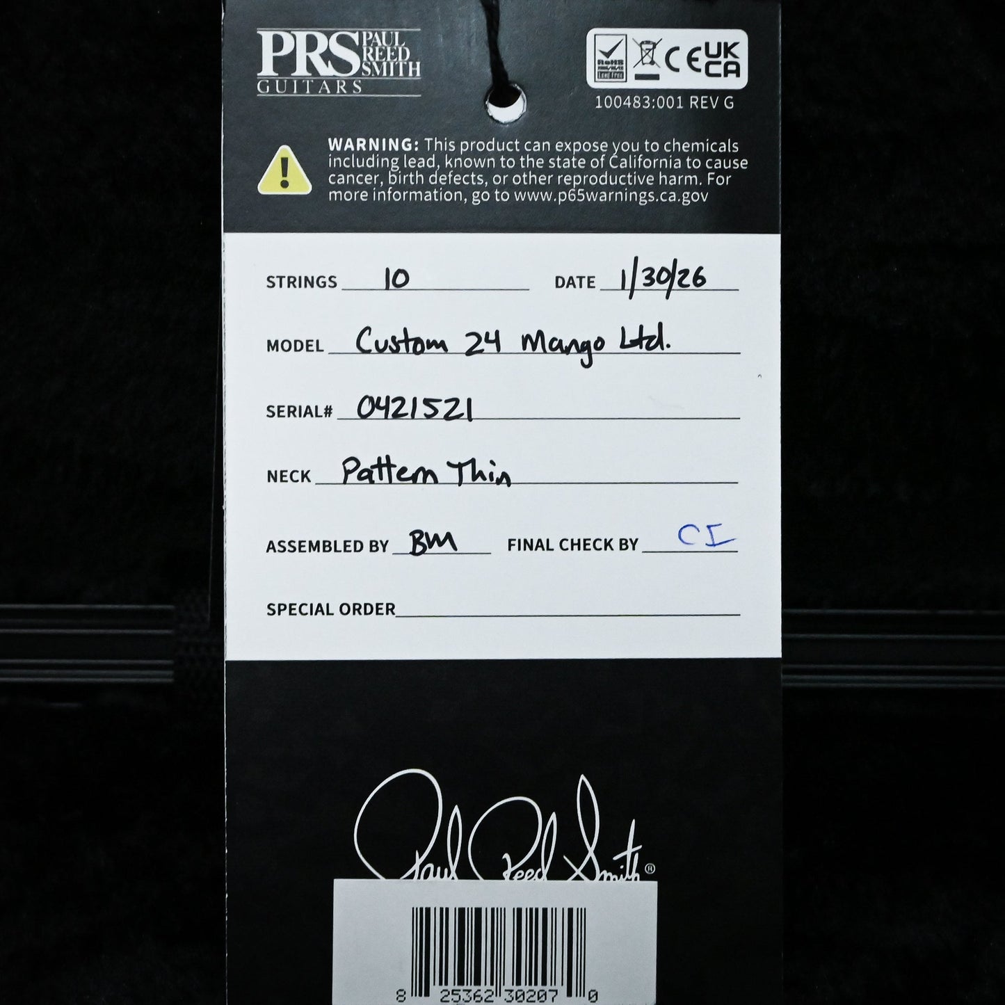 PRS Custom 24 Mango Top Limited Edition- Violet 2026 (0421521)