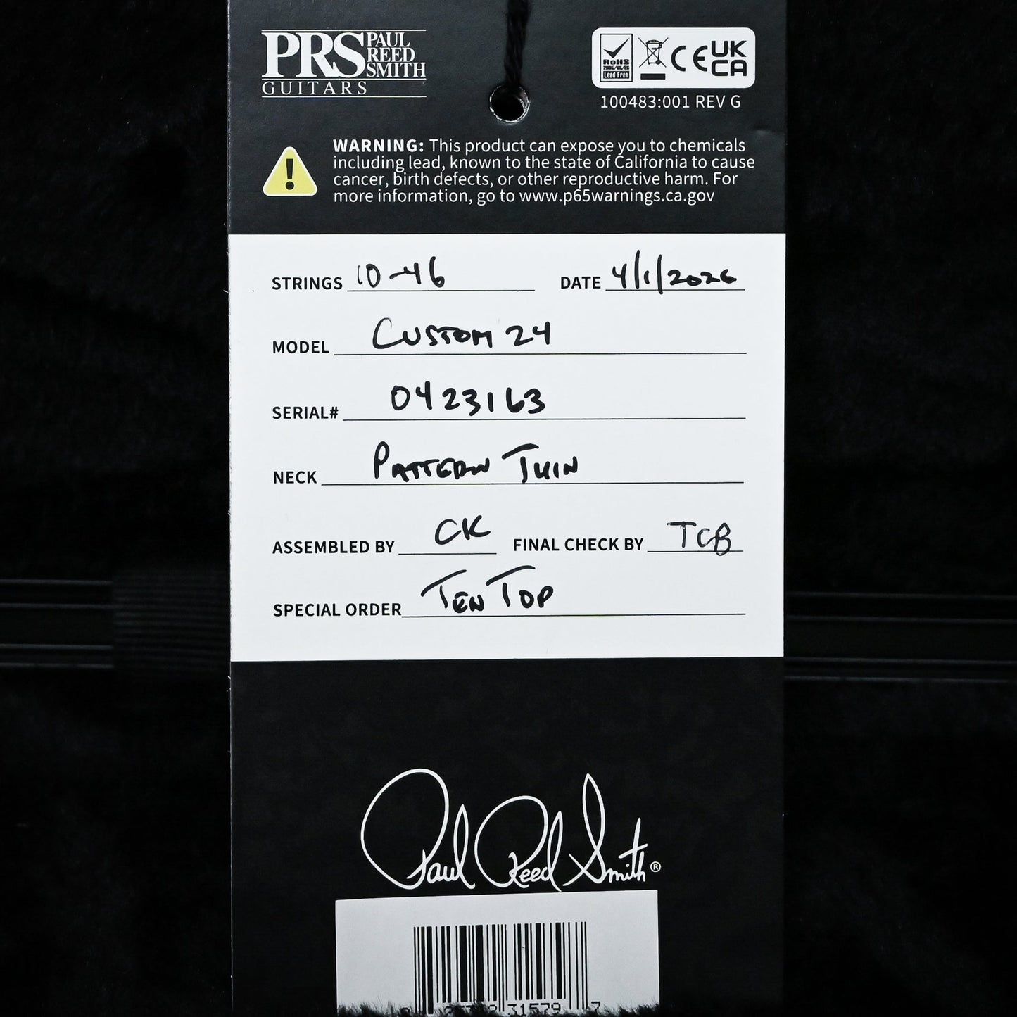 PRS Custom 24 w/ 10-Top & DMO Pickups- Custom Color 2026 (0423163)