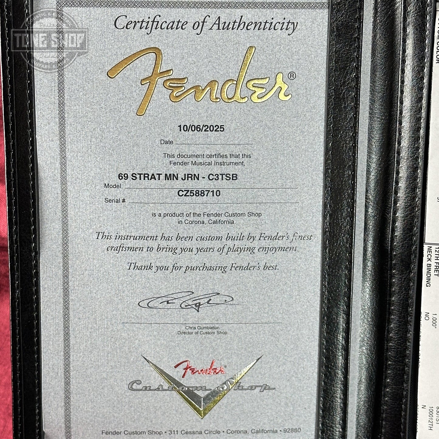 Fender Custom Shop 1969 Stratocaster Journeyman Relic Chocolate 3 Tone Sunburst w/case CZ588710
