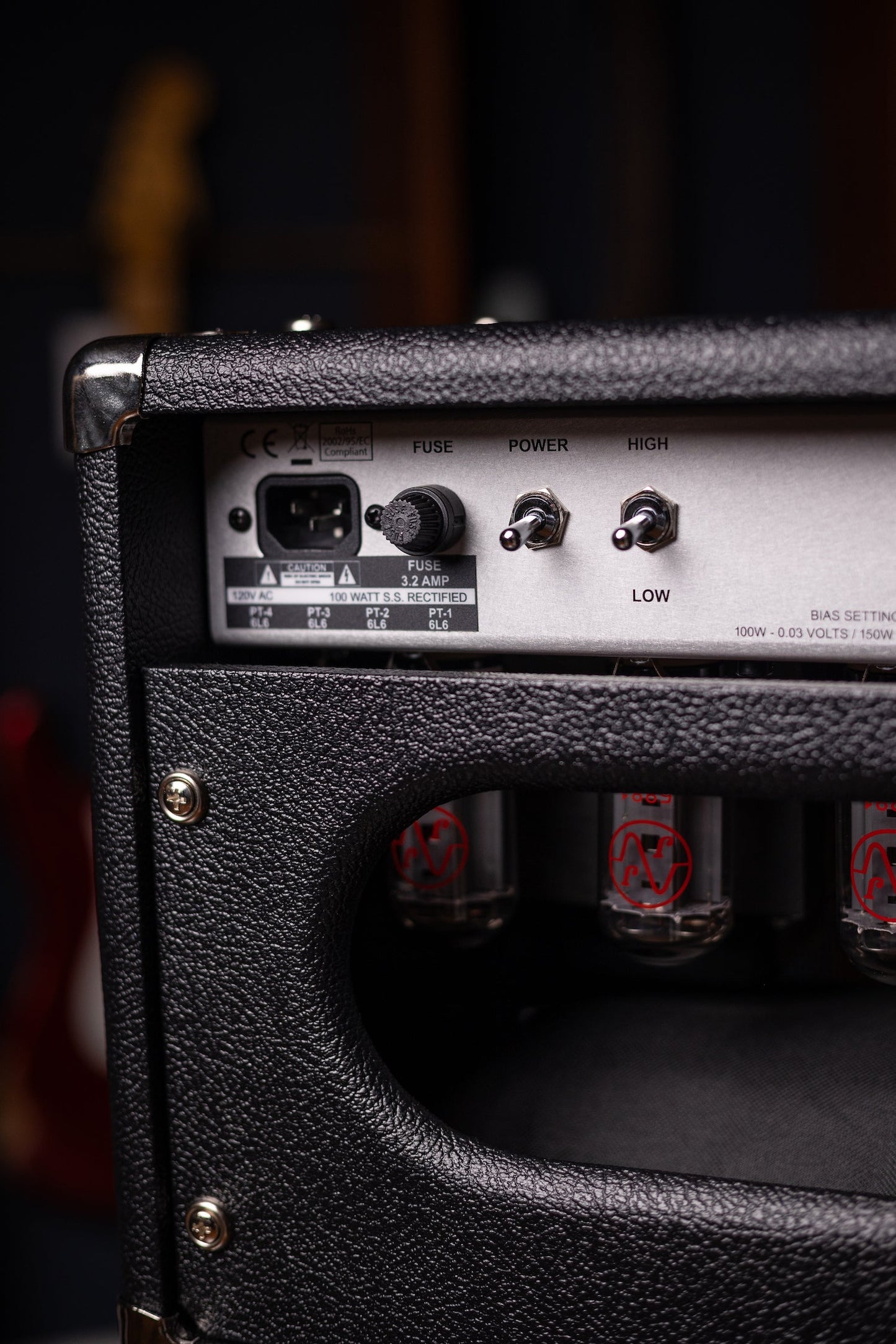 IN STOCK | Two-Rock Silver Sterling Signature 100 Watt Head - Black Bronco, Aged British Black and Tan Cloth, White Piping, Silver Knobs