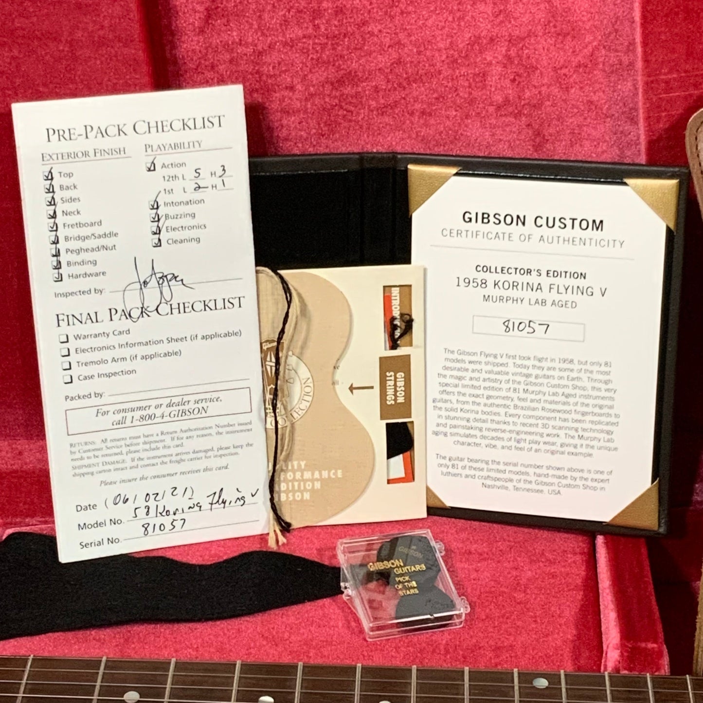 Gibson Custom 1958 Flying V Brazilian Rosewood Murphy Lab Light Aged Electric Guitars - Natural