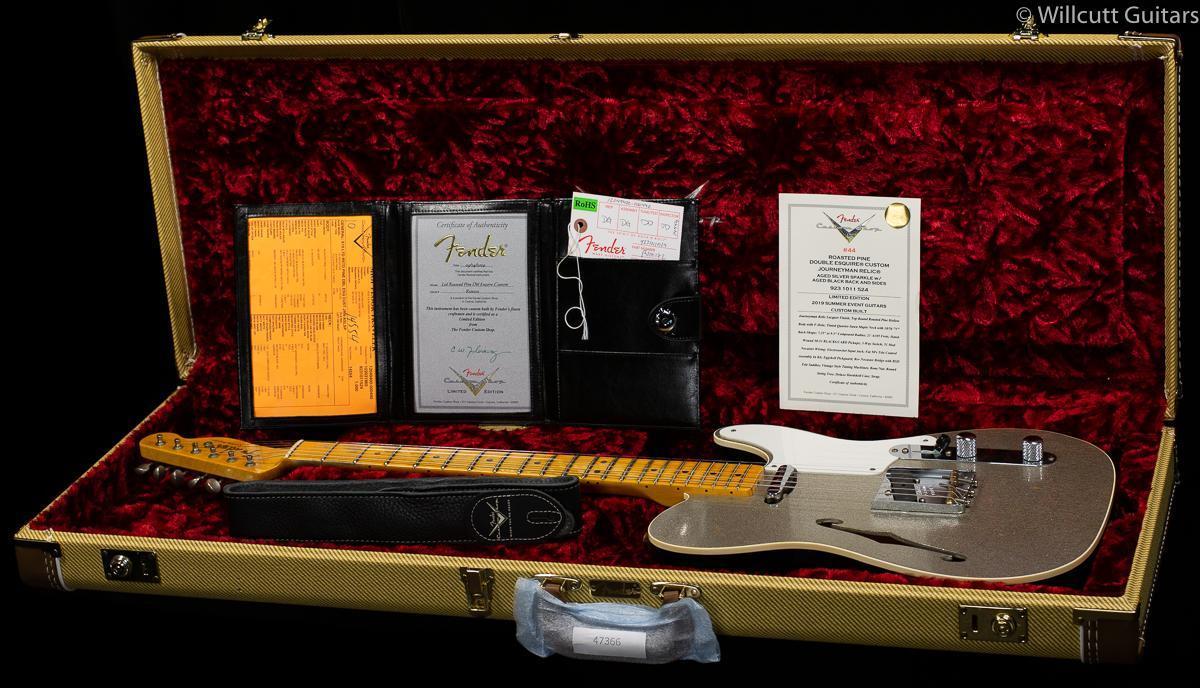 Fender Custom Shop Roasted Pine Double Esquire Custom Thinline Silver Sparkle
