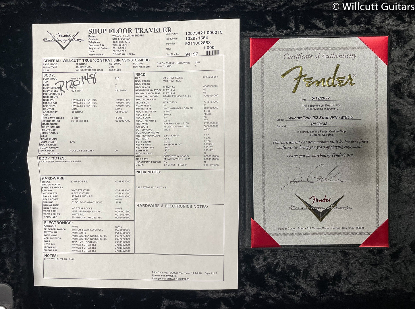 Fender WILLCUTT TRUE '62 STRAT JRN 59C-3TS-MBDG (148)