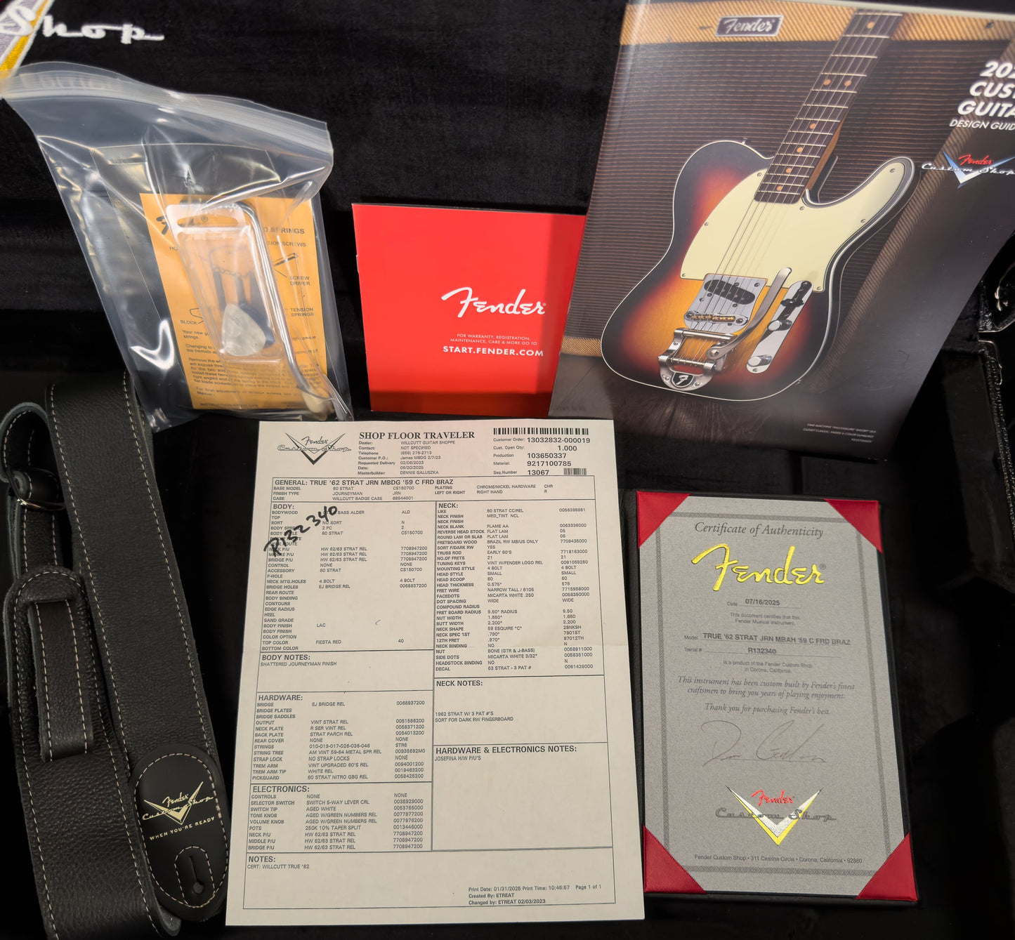 Fender Custom Shop True '62 Strat Journeyman Relic Masterbuilt Dennis Galuszka Fiesta Red Brazilian '59 C (340)