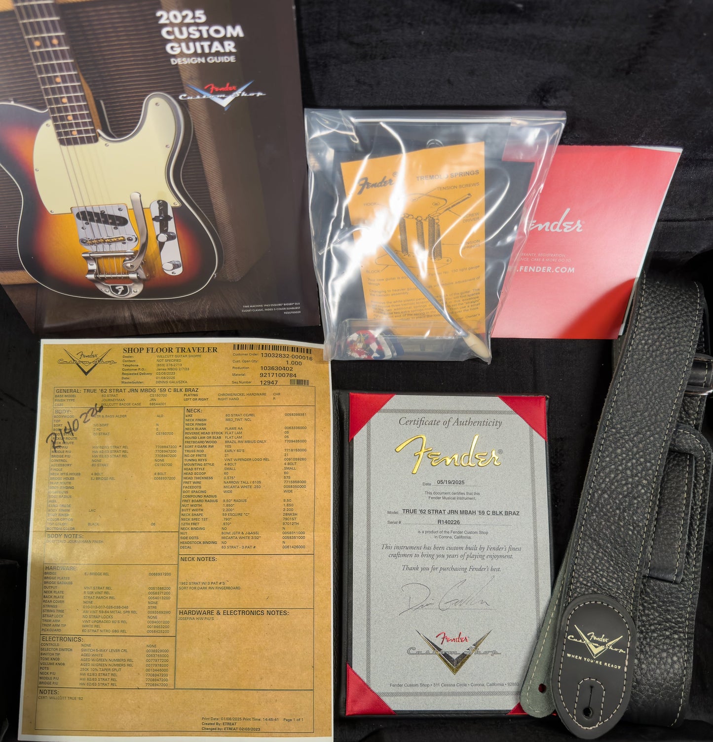 Fender Custom Shop Masterbuilt Dennis Galuzska True '62 Strat Journeyman Relic Black Brazilian 59 C (226)
