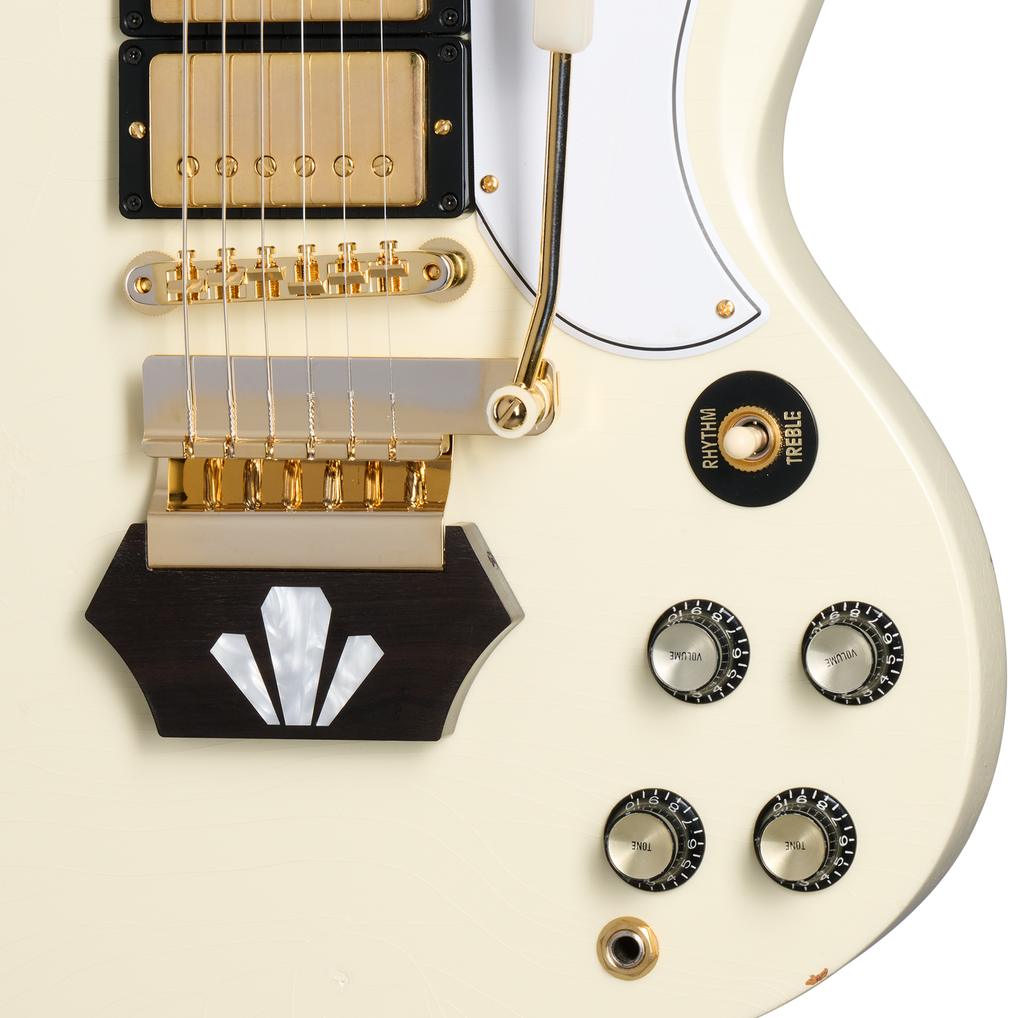 Gibson Custom 1962 Les Paul SG Custom Reissue with Ebony Block, Light Aged, Vintage White, Exclusive
