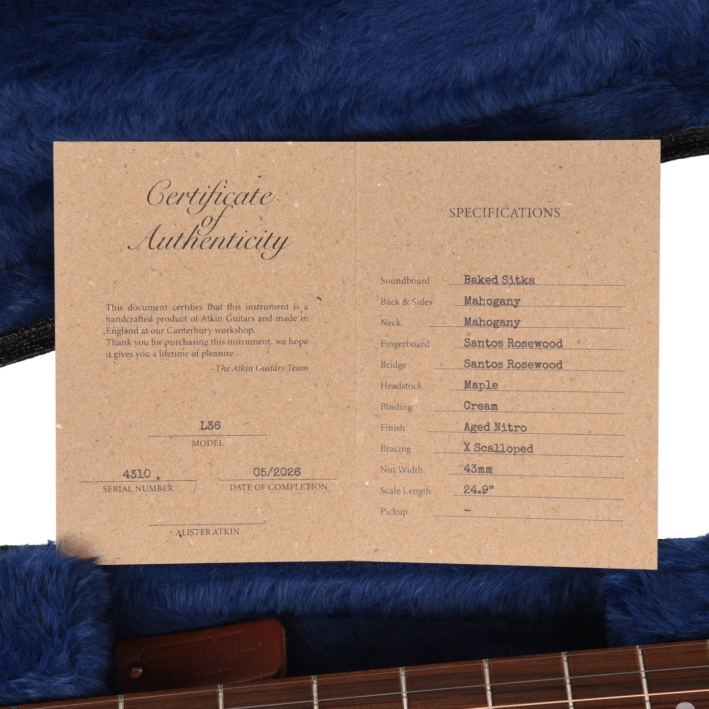 Atkin The Thirty Six Baked Sitka/Mahogany Aged Sunburst