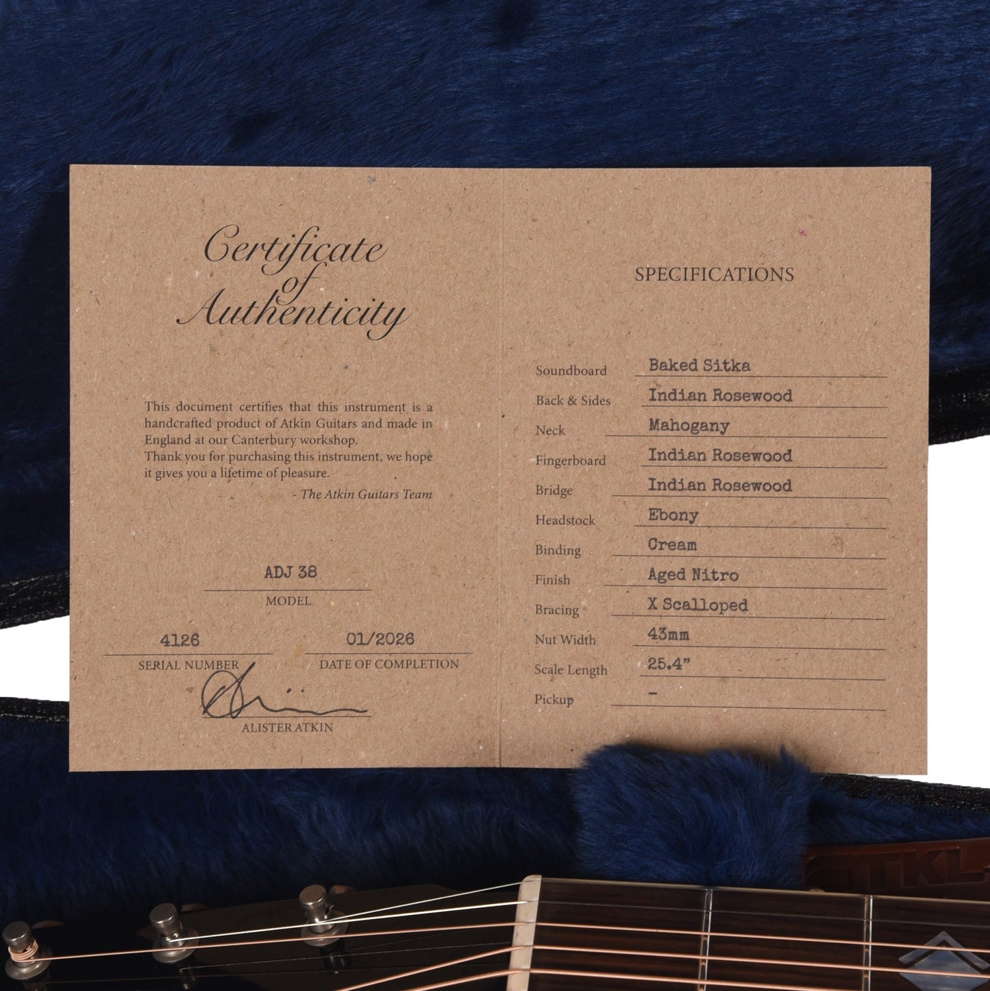 Atkin ADJ38 Baked Sitka/Rosewood Aged Sunburst