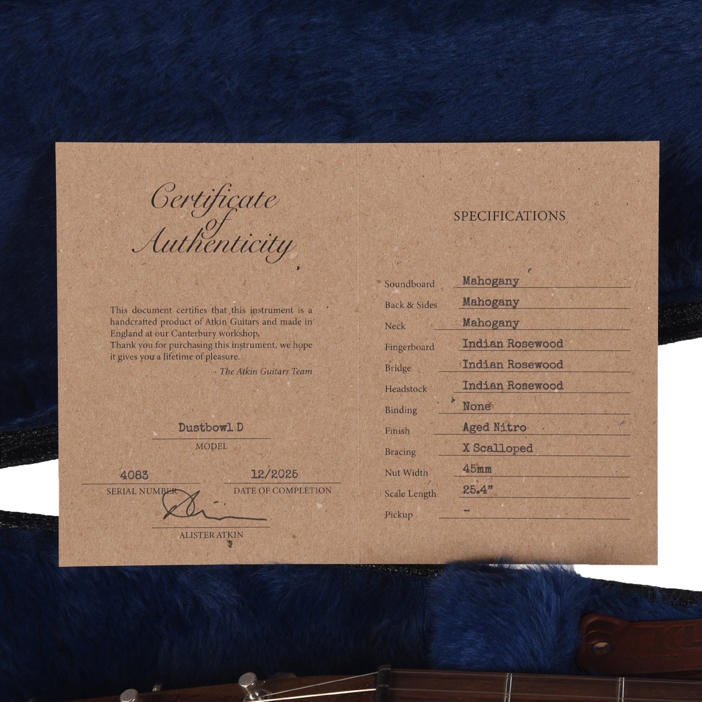 Atkin Dust Bowl Dreadnought Mahogany Aged Natural