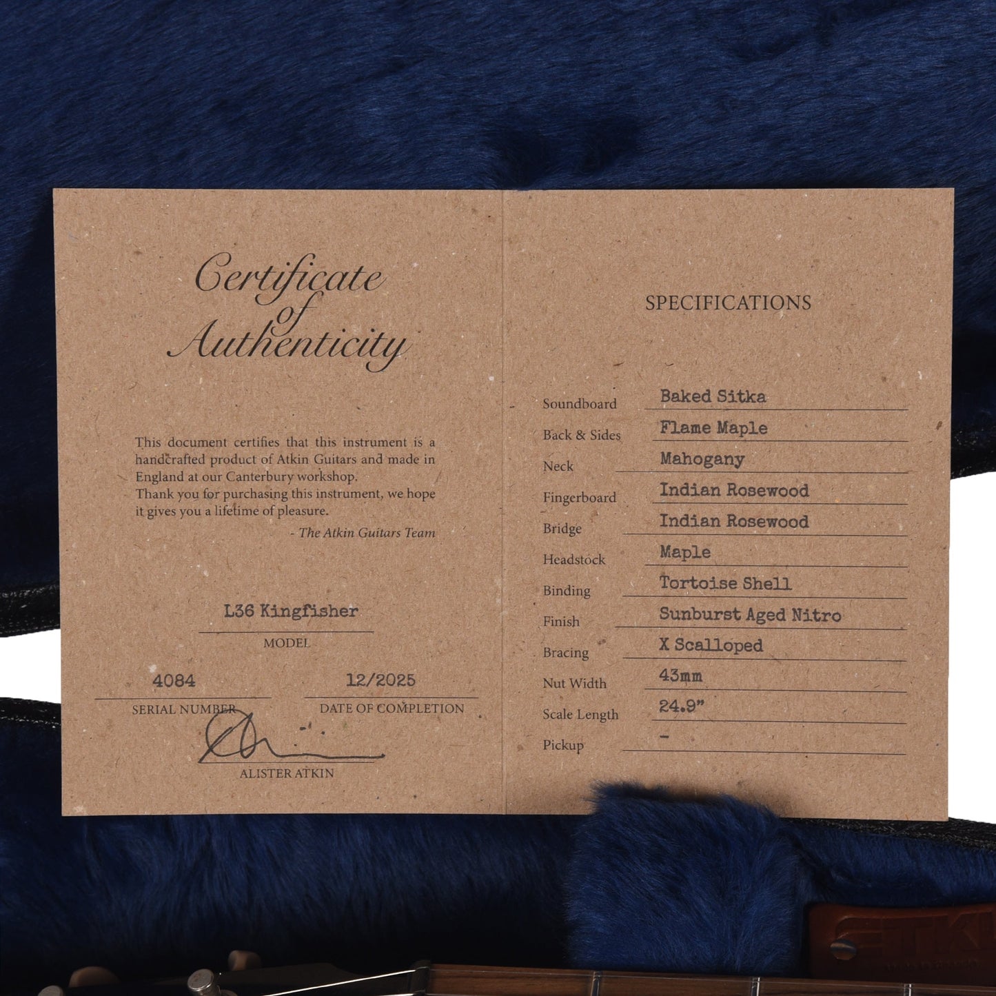 Atkin Kingfisher The Thirty Six Baked Sitka/Maple Aged Sunburst