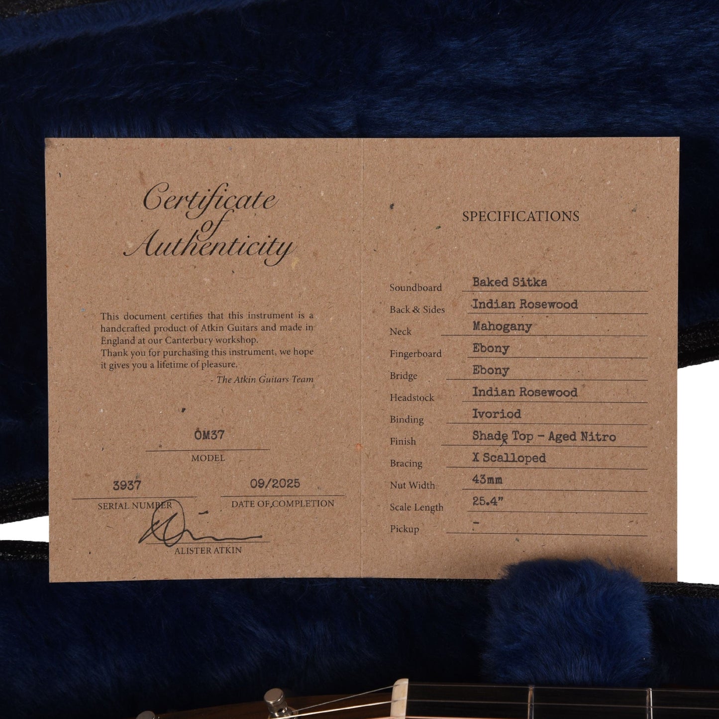 Atkin OM37 Baked Sitka/Rosewood Aged Sunburst