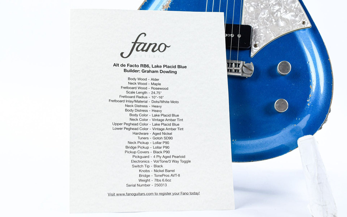 Fano RB6 Alt de Facto Lake Placid Blue Heavy Relic