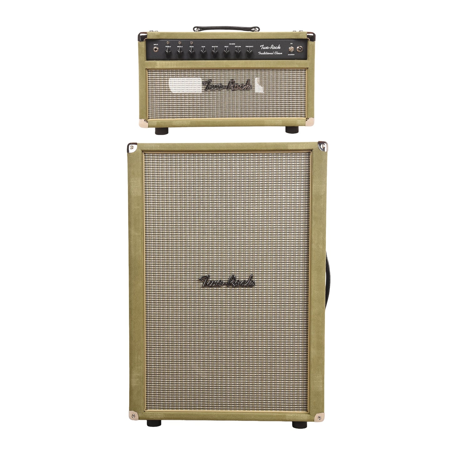Two Rock Traditional Clean 100/50W and 2x12 Vertical Cabinet Moss Suede w/ Beige Grill Cloth Bundle
