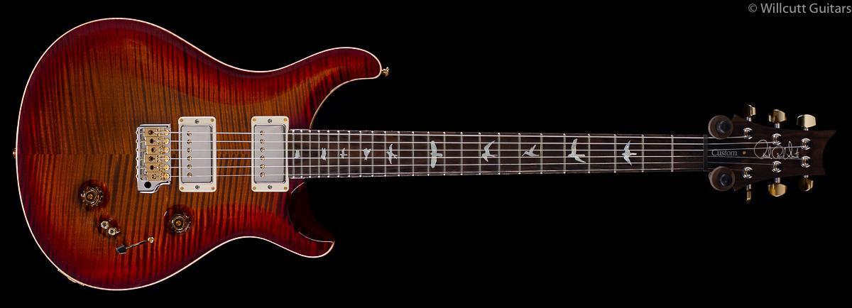 PRS Custom 24-08 Wood Library Dark Cherry Burst Flame Maple Neck