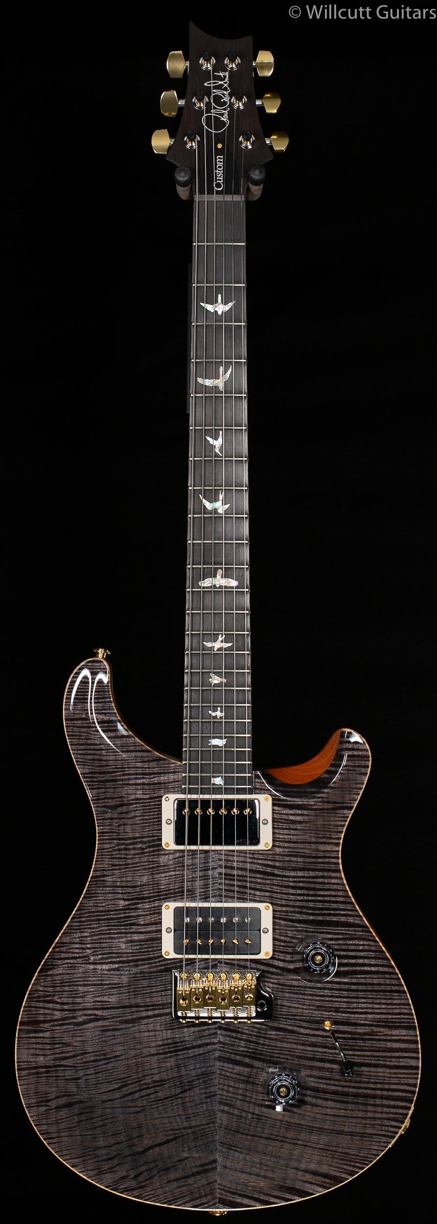 PRS Wood Library Custom 24 "Fatback" Faded Grey Black Artist Top Flamed Maple Neck