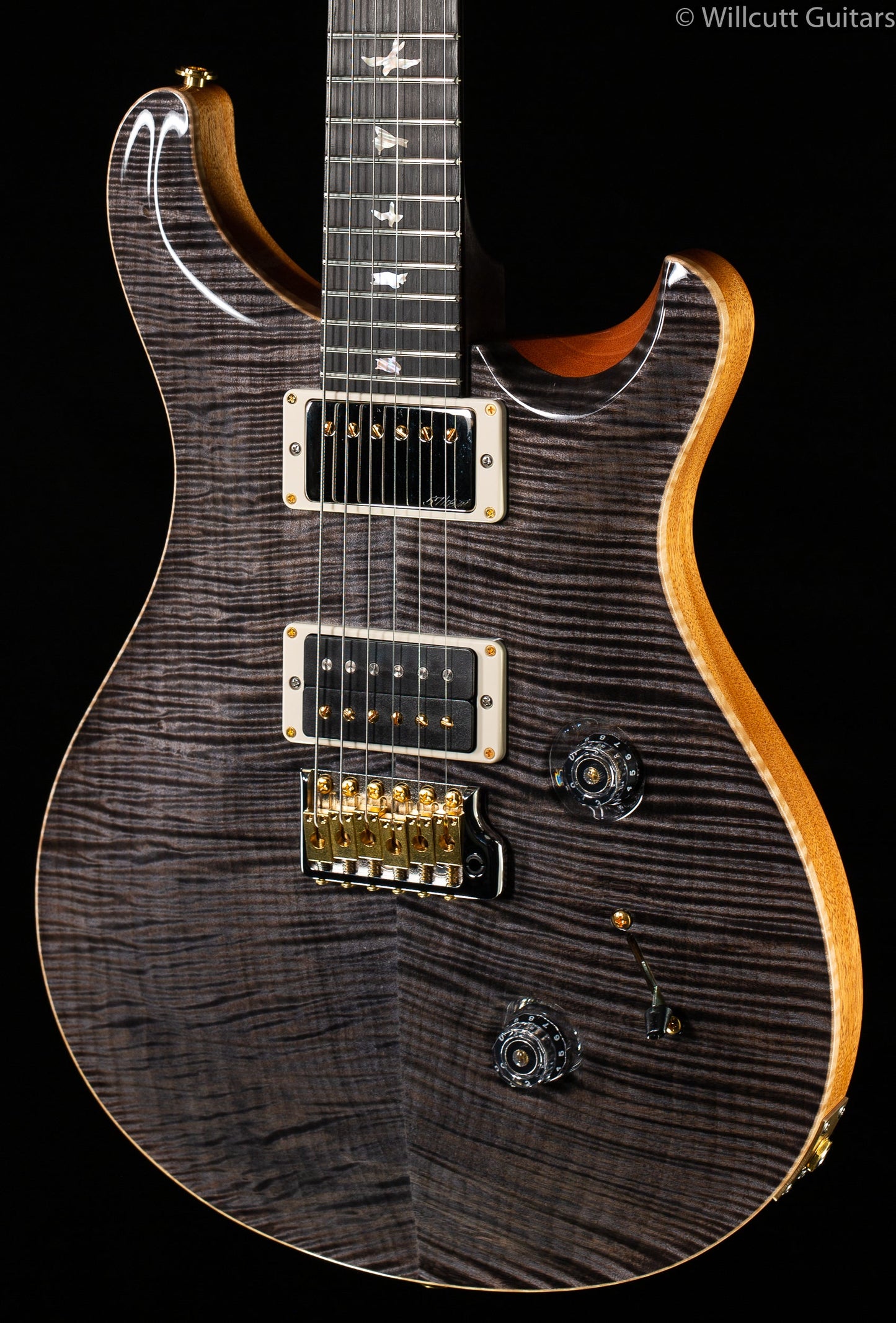 PRS Wood Library Custom 24 "Fatback" Faded Grey Black Artist Top Flamed Maple Neck