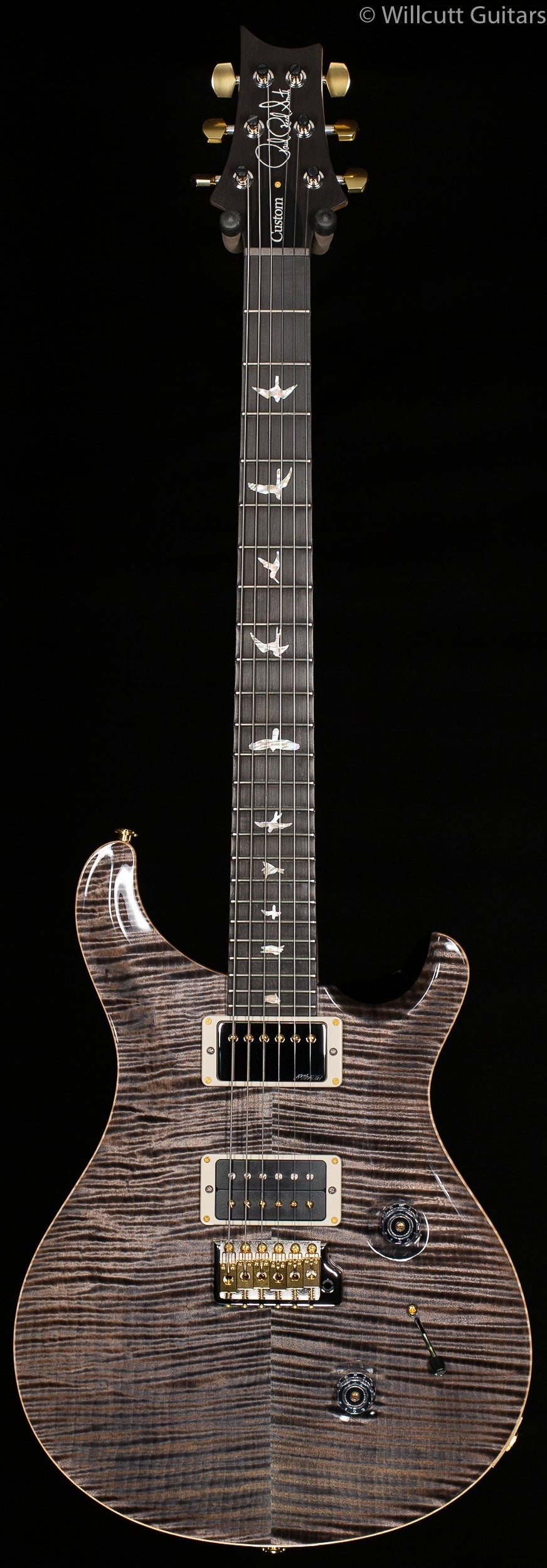 PRS Wood Library Custom 24 "Fatback" Faded Grey Black Artist Top Flamed Maple Neck