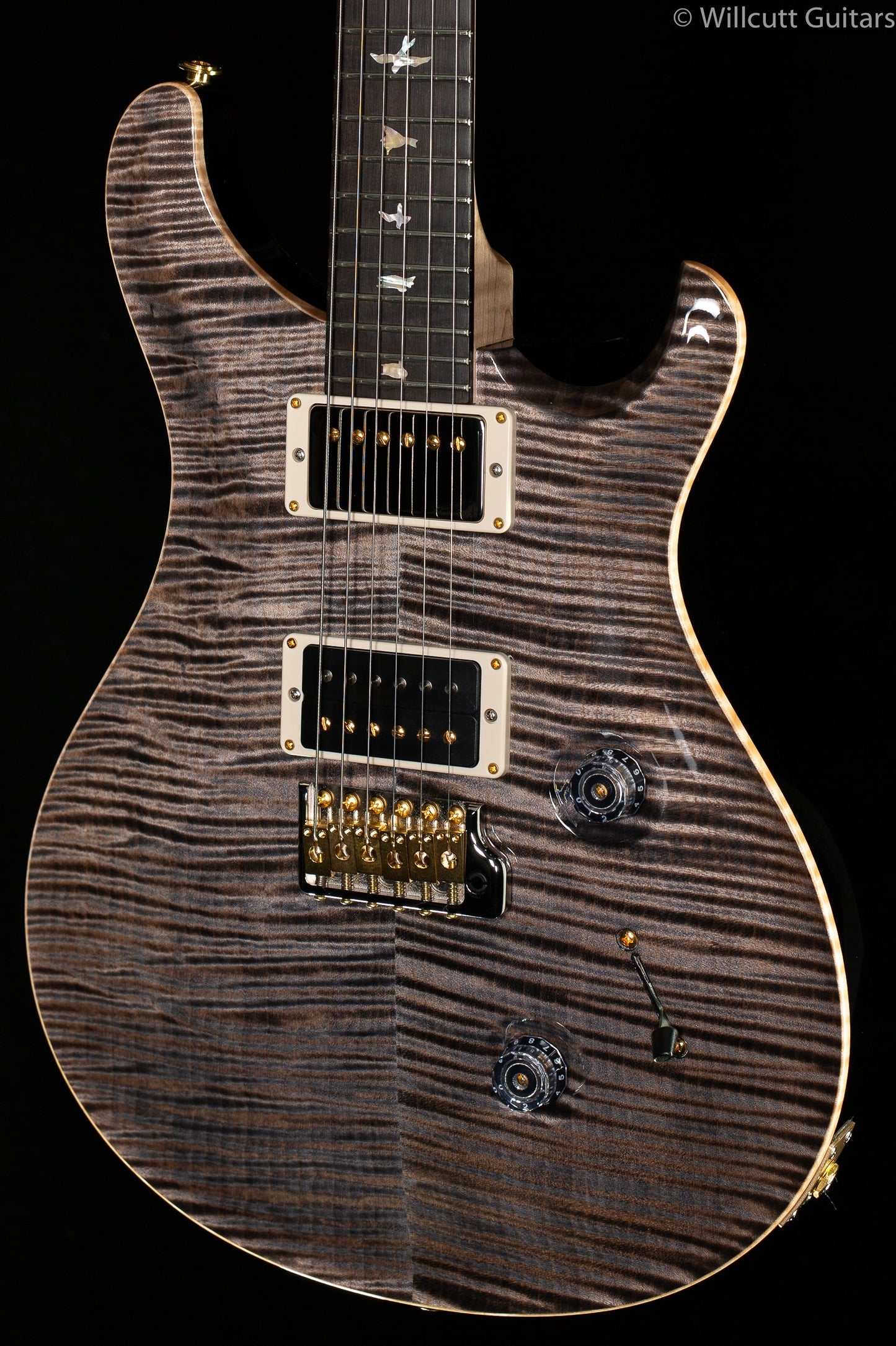 PRS Wood Library Custom 24 "Fatback" Faded Grey Black Artist Top Flamed Maple Neck