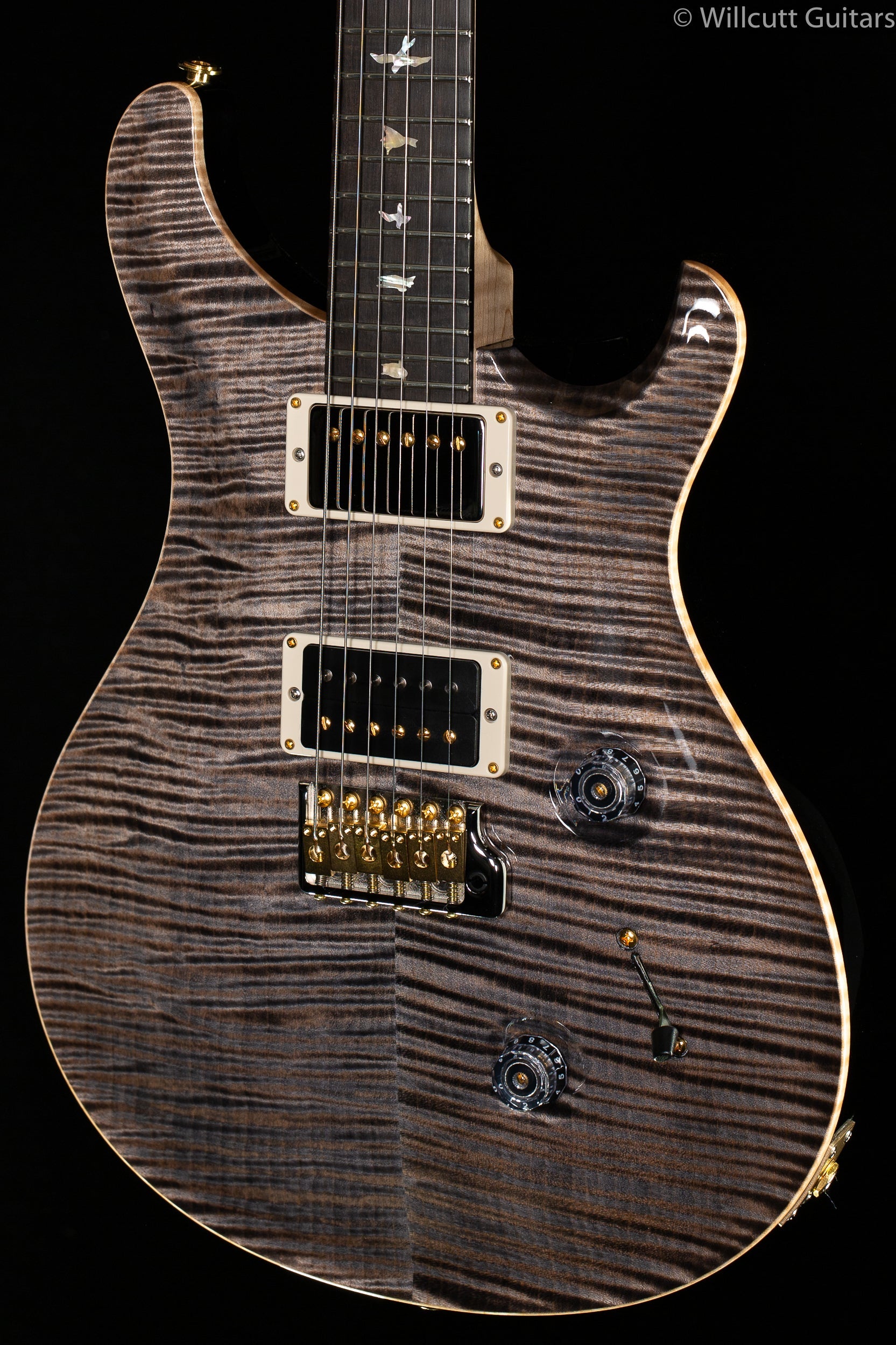 PRS Wood Library Custom 24 "Fatback" Faded Grey Black Artist Top Flamed Maple Neck