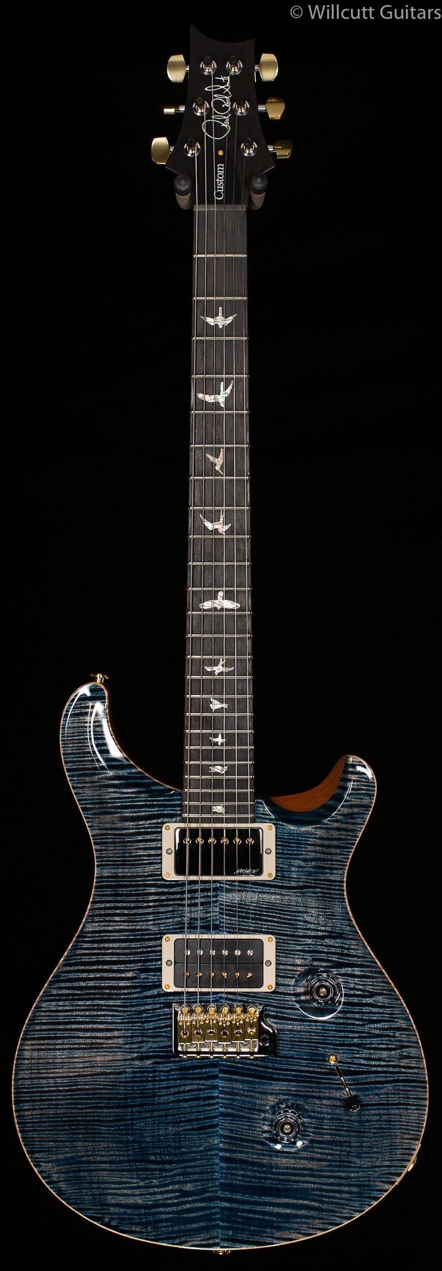 PRS Wood Library Custom 24 "Fatback" Faded Whale Blue Artist Top Flamed Maple Neck