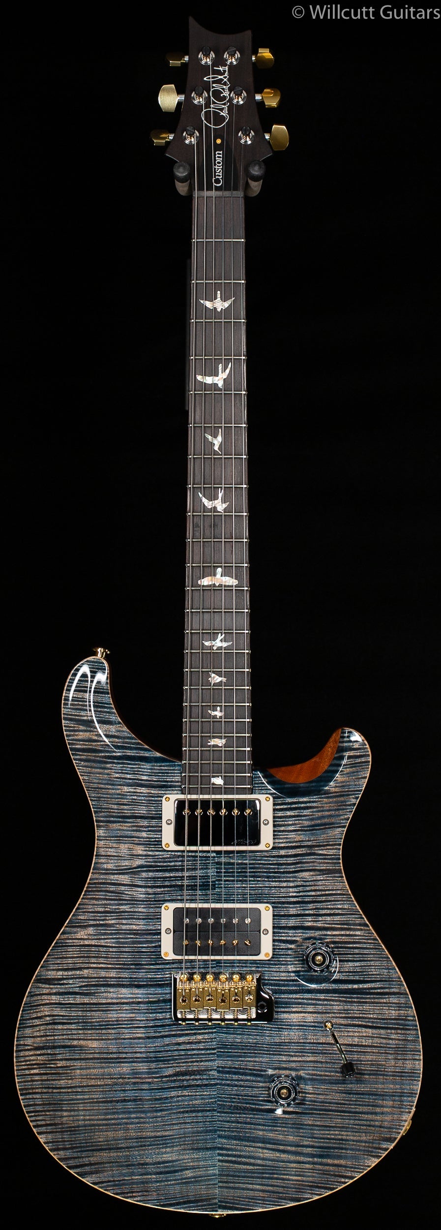 PRS Wood Library Custom 24 "Fatback" Faded Whale Blue Artist Top Flamed Maple Neck