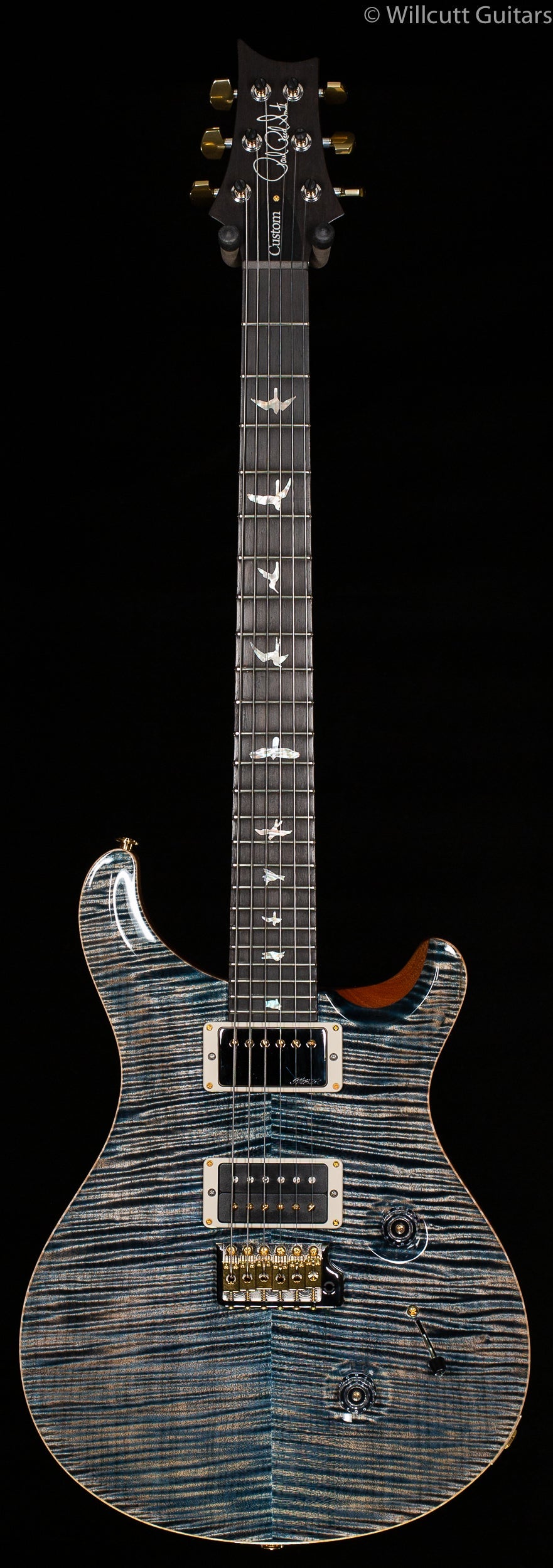 PRS Wood Library Custom 24 "Fatback" Faded Whale Blue Artist Top Flamed Maple Neck