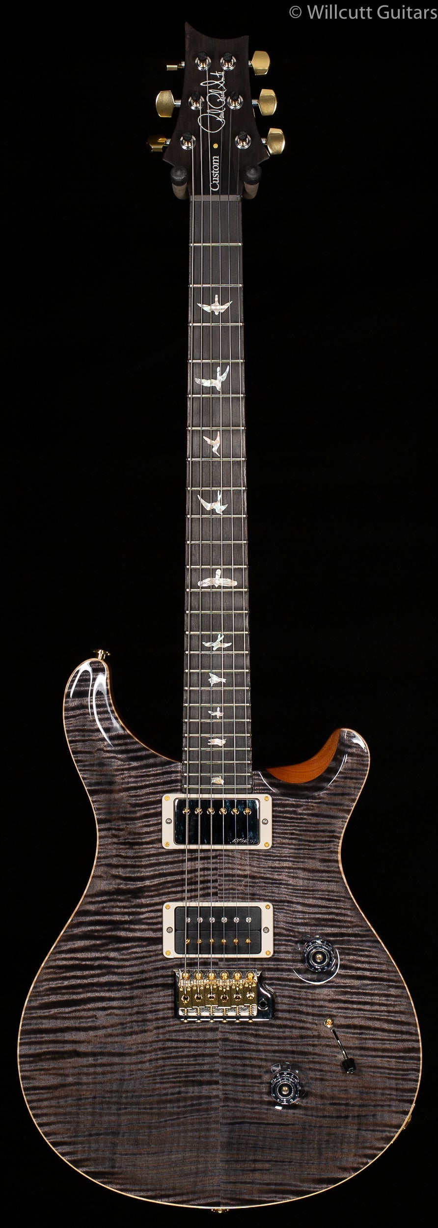 PRS Wood Library Custom 24 "Fatback" Faded Grey Black Artist Top Flamed Maple Neck