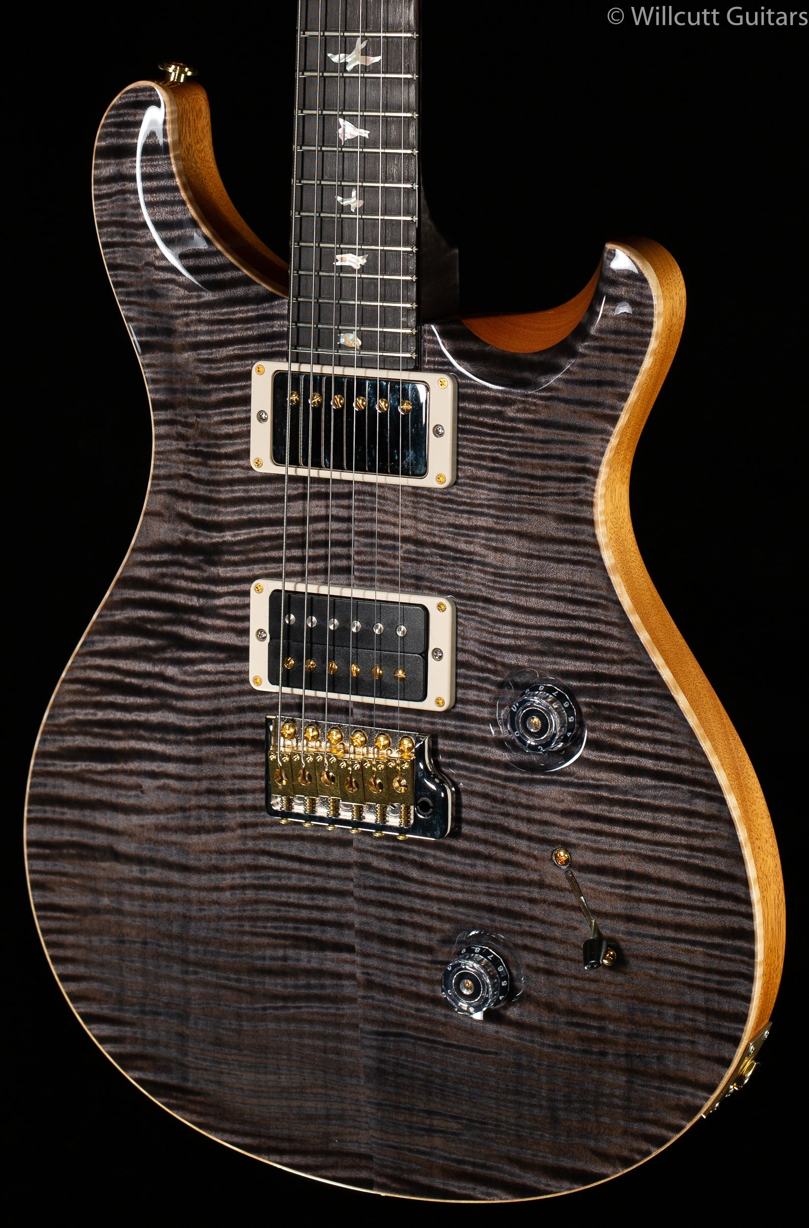 PRS Wood Library Custom 24 "Fatback" Faded Grey Black Artist Top Flamed Maple Neck