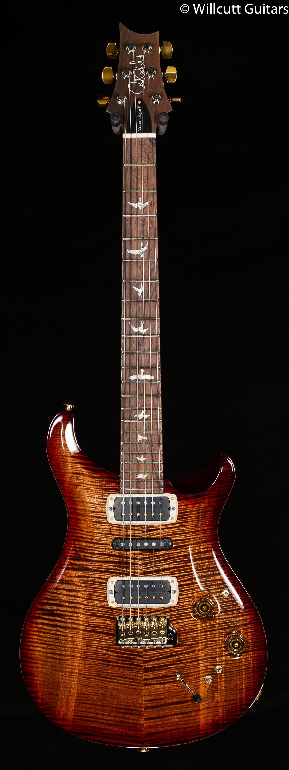 PRS Wood Library Modern Eagle V Custom Color Copperhead Wrap Burst Stained Flame Maple Neck