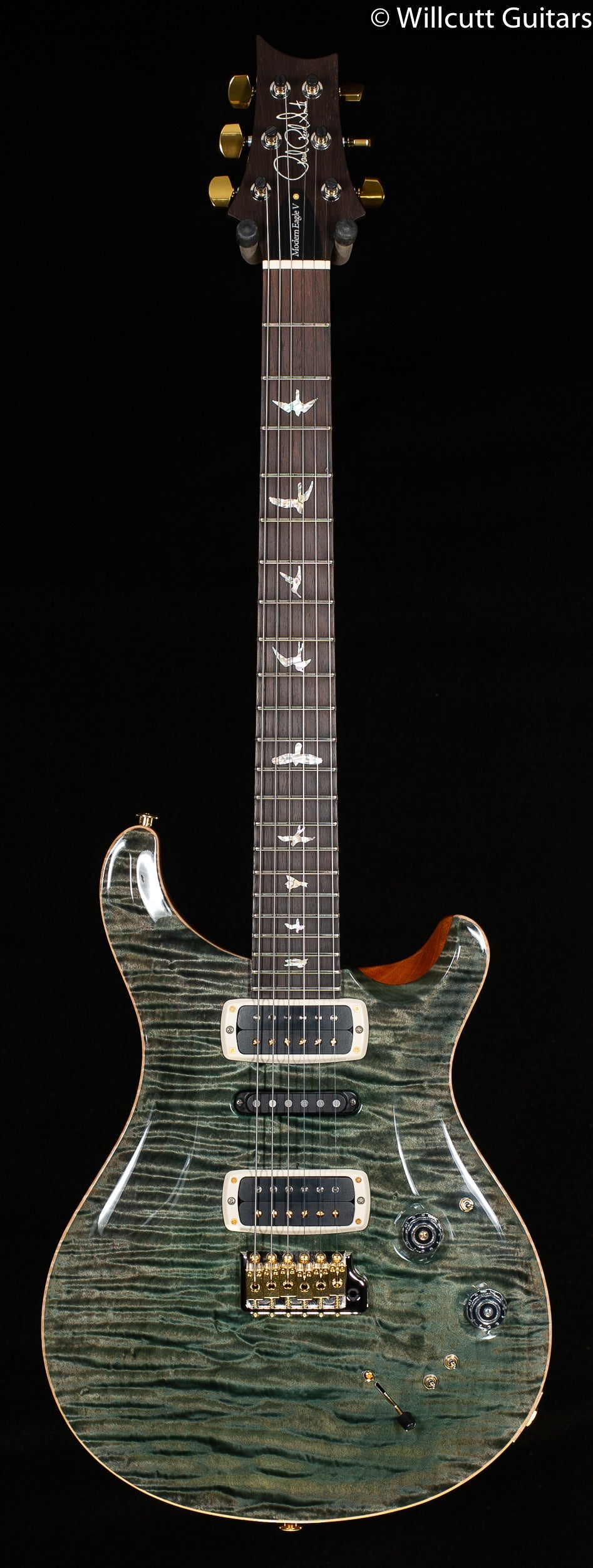 PRS Modern Eagle V Wood Library Edition Artist One-Piece Quilt Trampas Green
