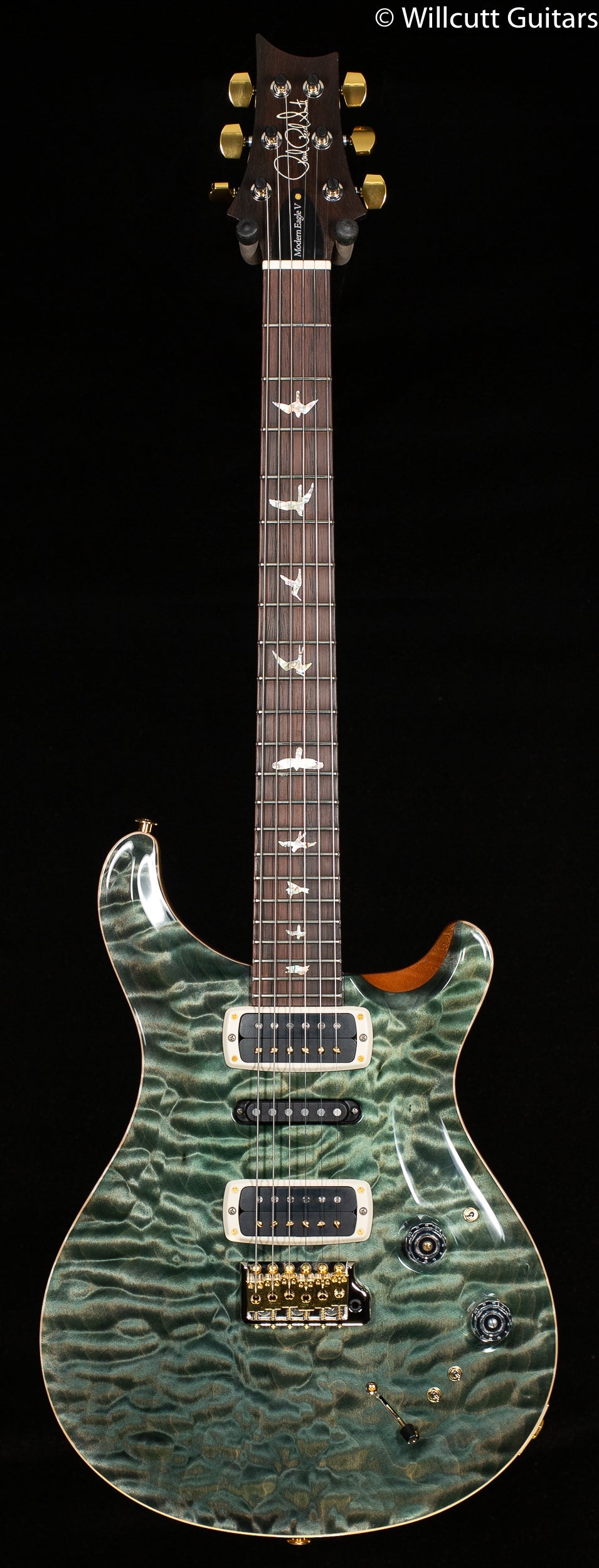 PRS Modern Eagle V Wood Library Edition Artist One-Piece Quilt Trampas Green