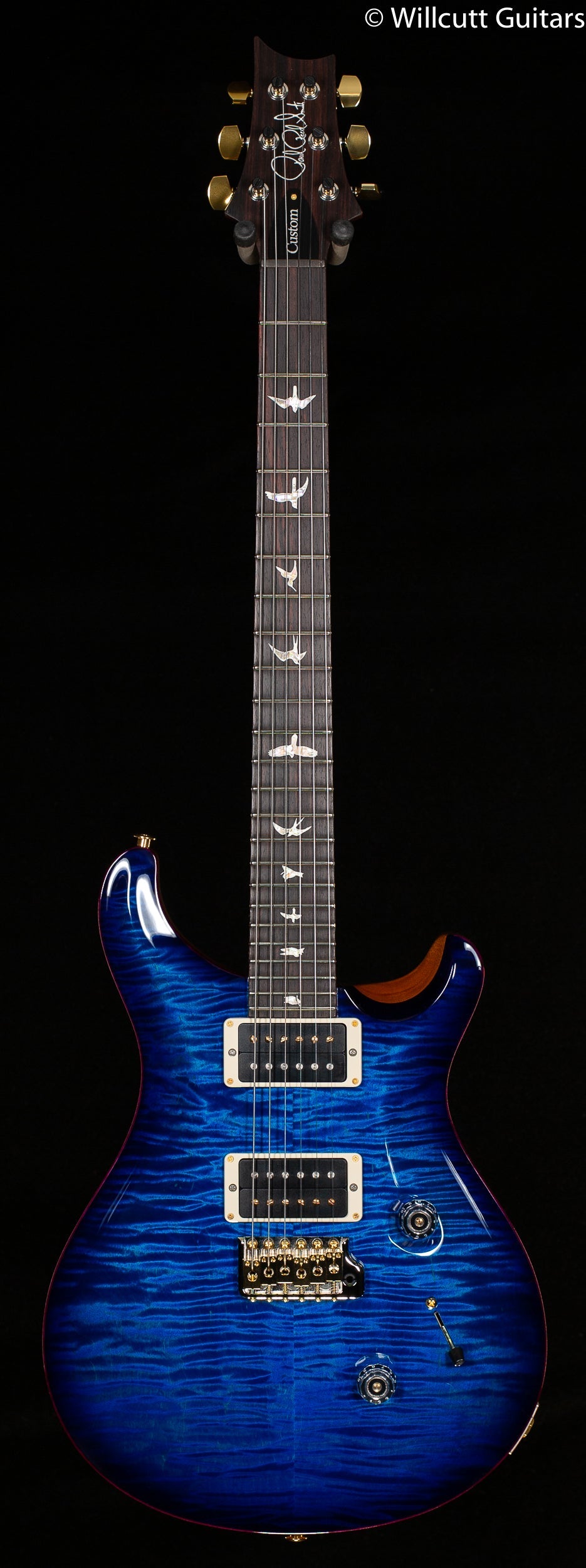 2022 PRS Custom 24 Custom Color Faded Blue Burst Raspberry Binding 10 Top (293)