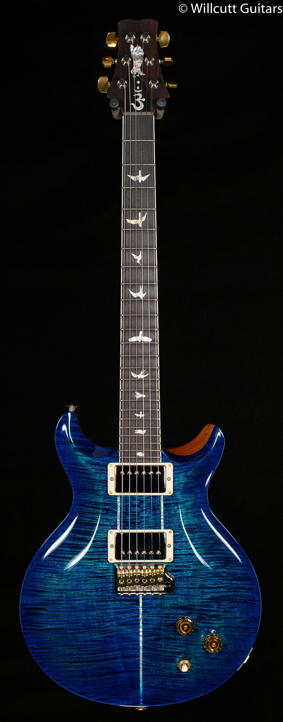 2022 PRS Santana Retro Flame Maple 10 Top Custom Color River Blue/Blue Binding (958)