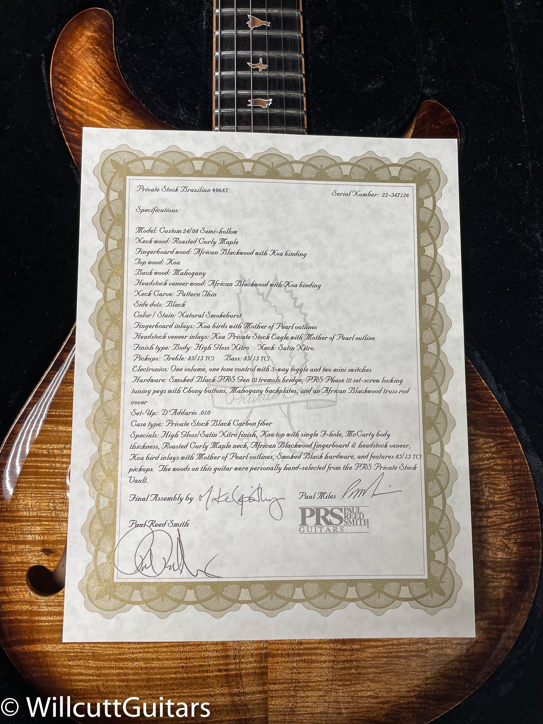 PRS Private Stock 9685 Custom 24-08 Koa Natural Smokeburst (126)