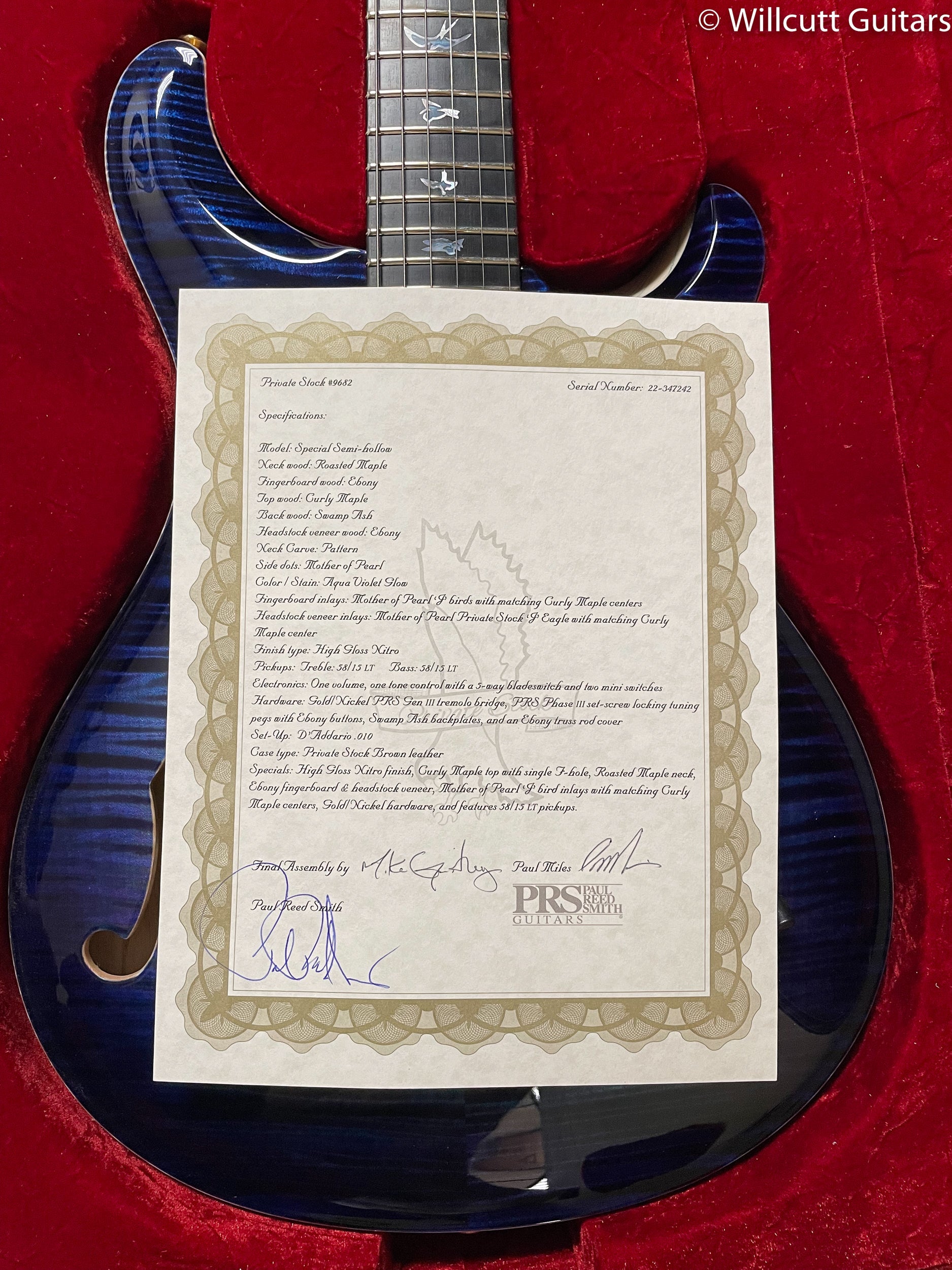 PRS Private Stock 9682 Special Semi Hollow Aqua Violet Glow (242)