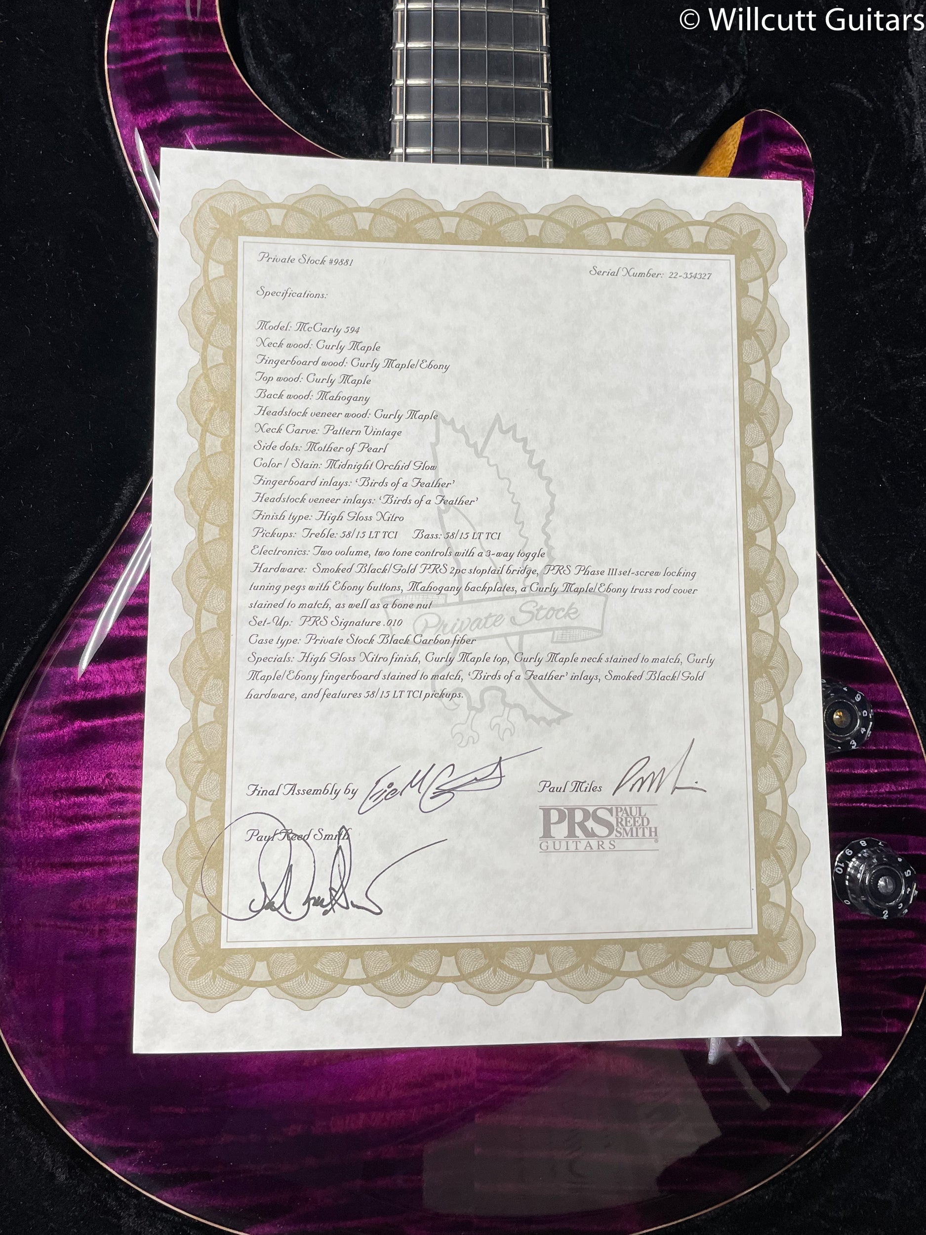 PRS Private Stock 09881 McCarty 594 Midnight Orchid Glow Birds in Flight (327)