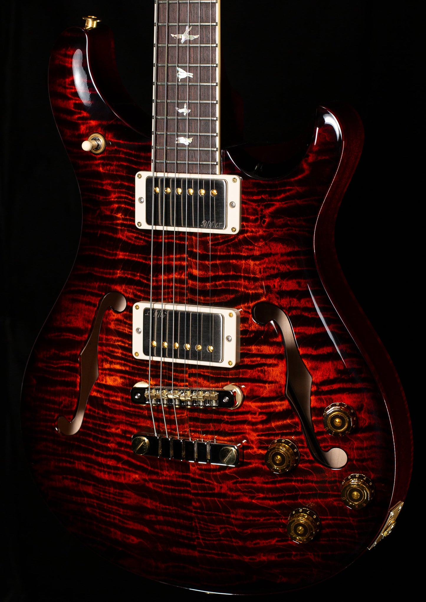 PRS McCarty 594 Hollowbody II Fire Red Smoke Burst 10 top (719)