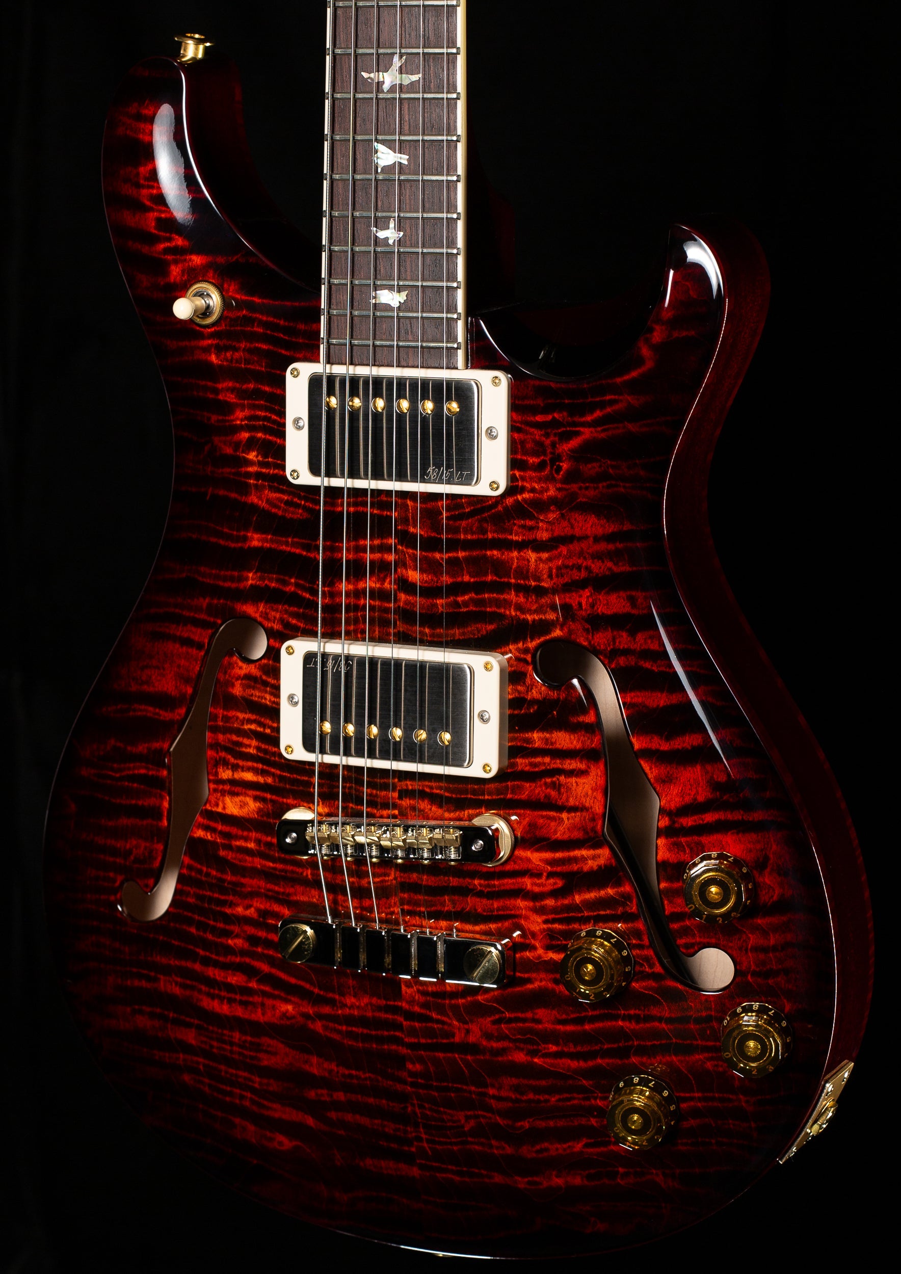 PRS McCarty 594 Hollowbody II Fire Red Smoke Burst 10 top (719)