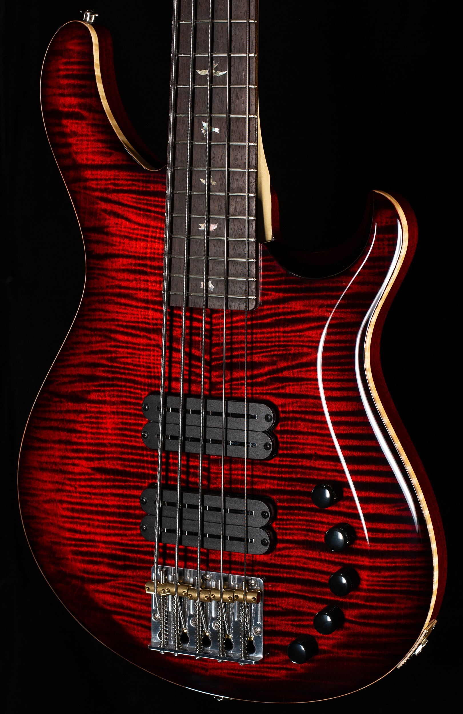 PRS Grainger 5 String Bass Fire Red Burst 10 Top (955)