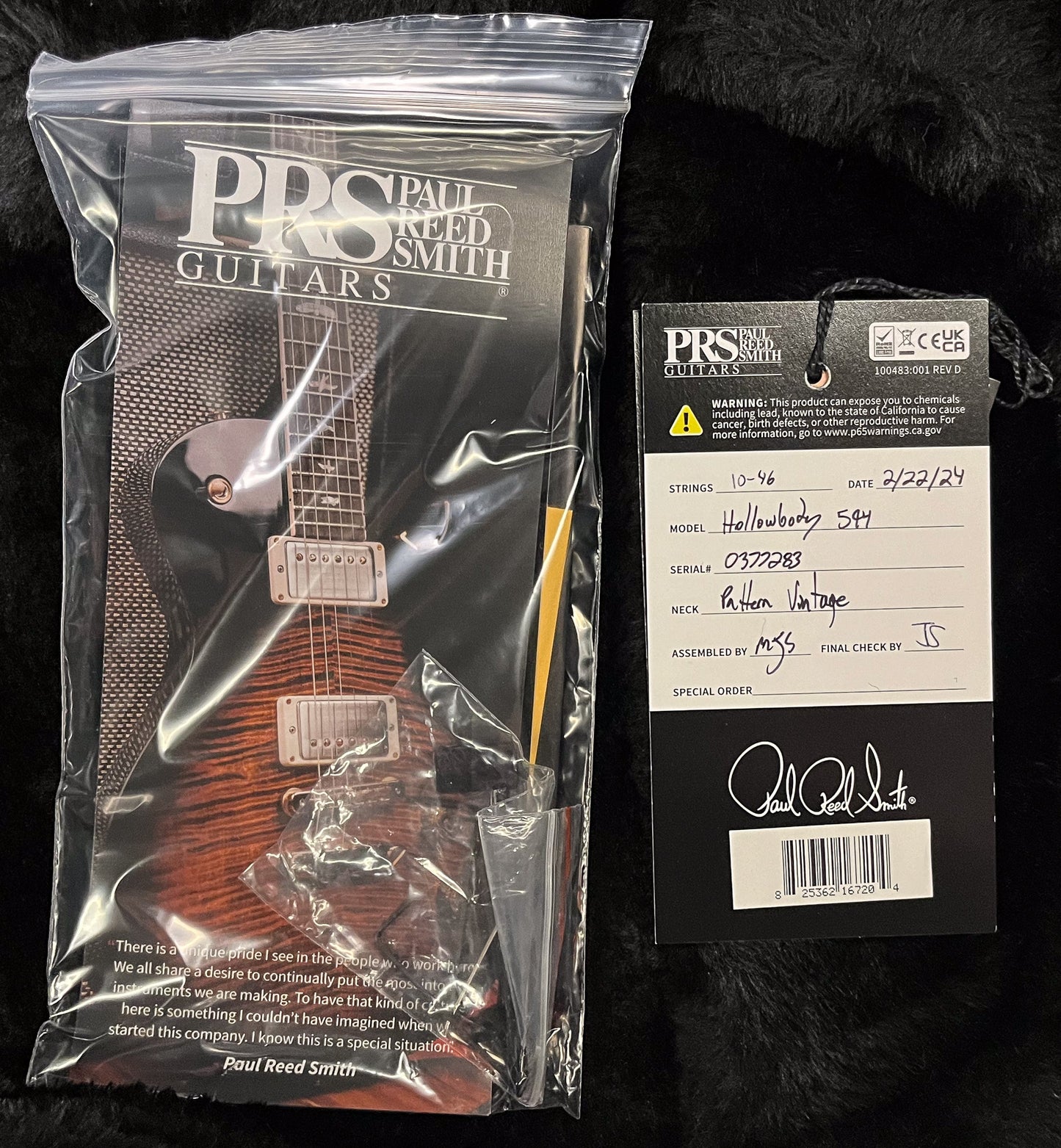 PRS McCarty 594 Hollowbody II Black Gold Wraparound Burst (283)
