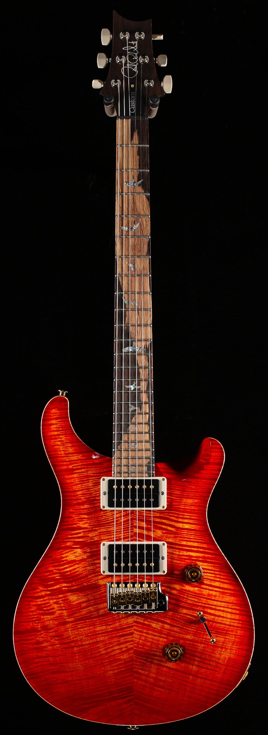 PRS Wood Library Custom 24 Blood Orange 10 Top Torrefied Maple Neck (163)