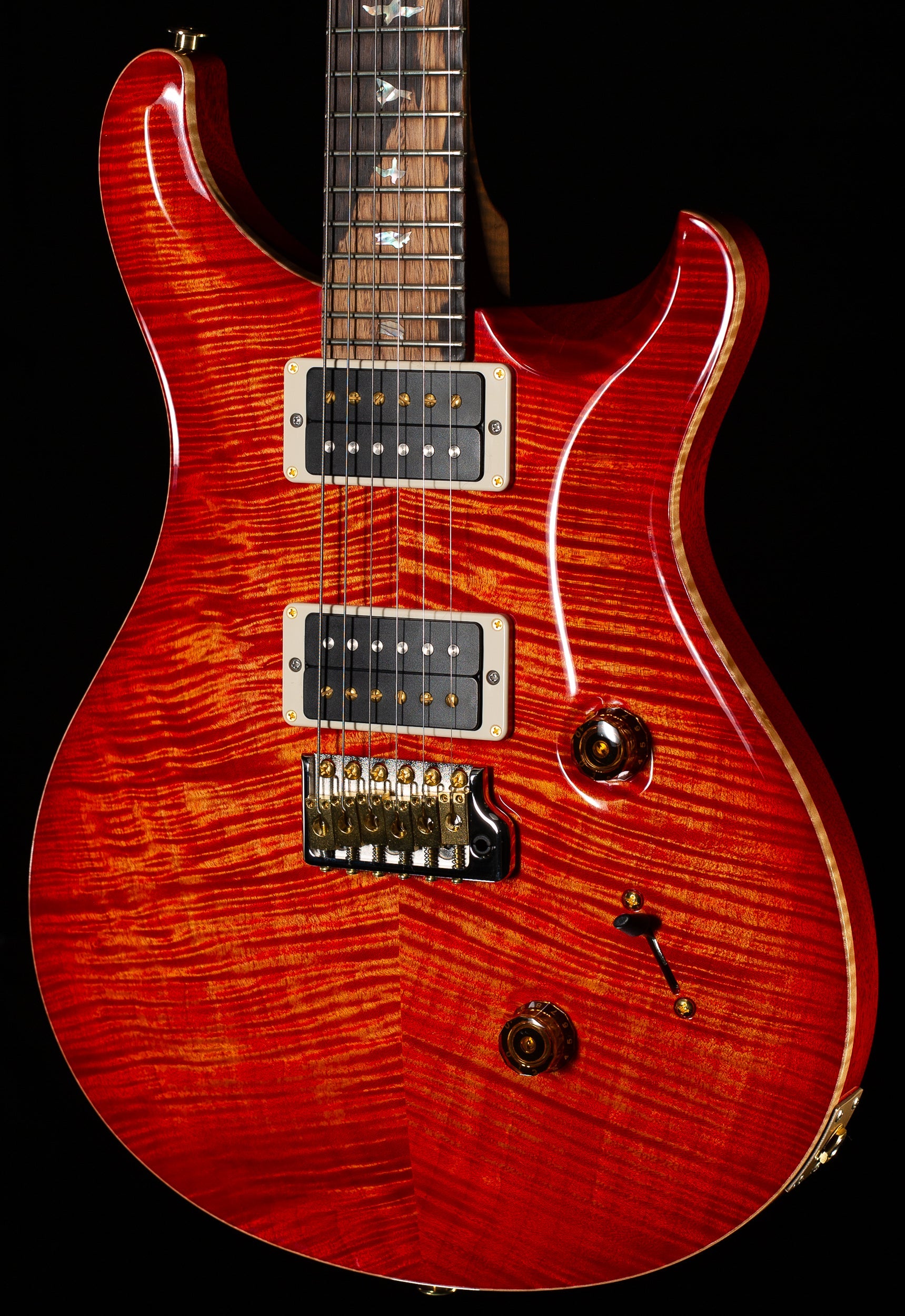 PRS Wood Library Custom 24 Blood Orange 10 Top Torrefied Maple Neck (163)