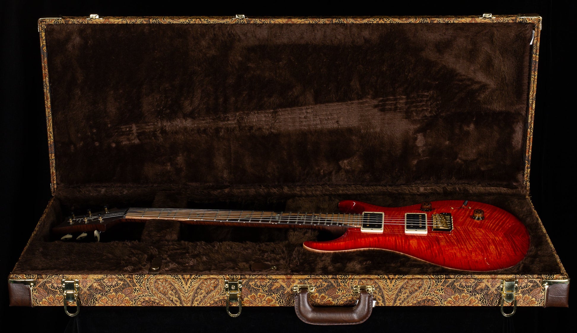 PRS Wood Library Custom 24 Blood Orange 10 Top Torrefied Maple Neck (163)