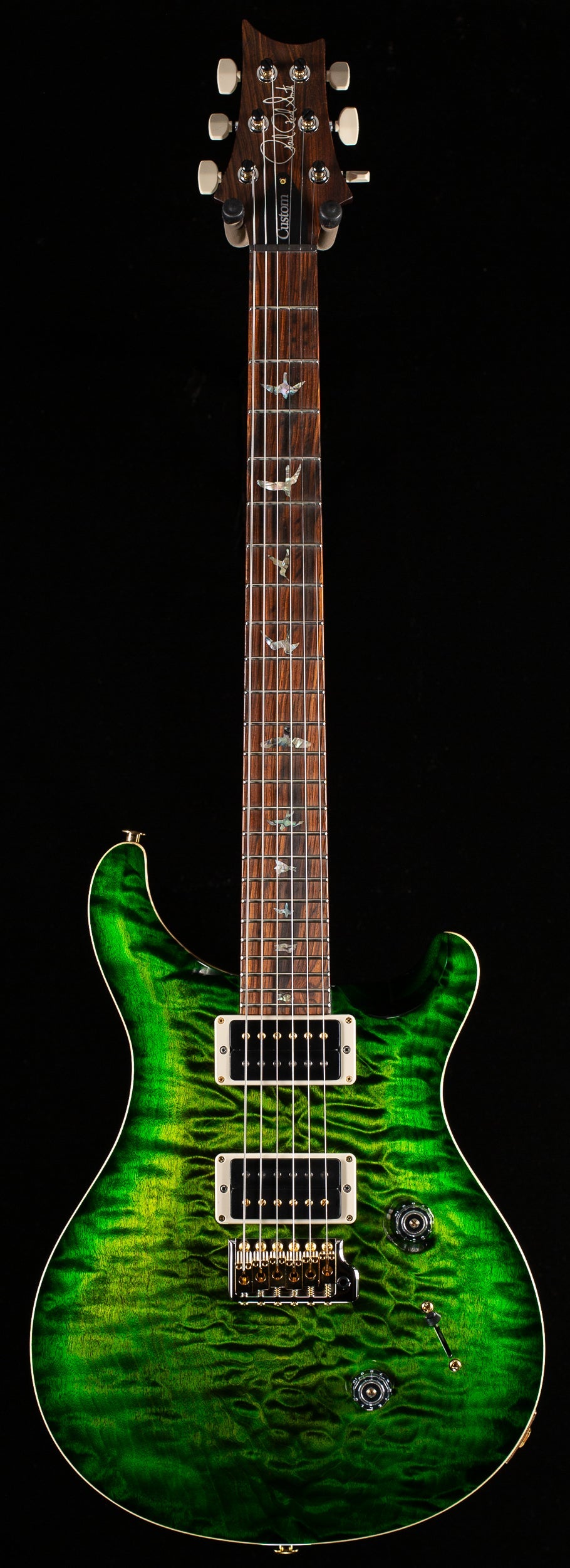 PRS Wood Library Custom 24 Jade Green Burst Quilt 10 Top Torrefied Maple Neck (166)